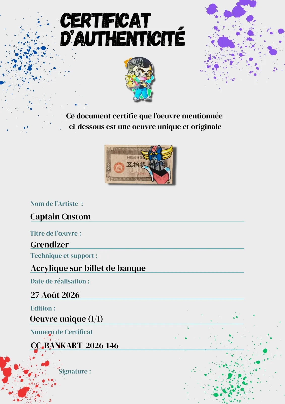 Billet Custom – Goldorak / Grendizer (50 Sen du Japon) – CAPTAIN CUSTOM 4