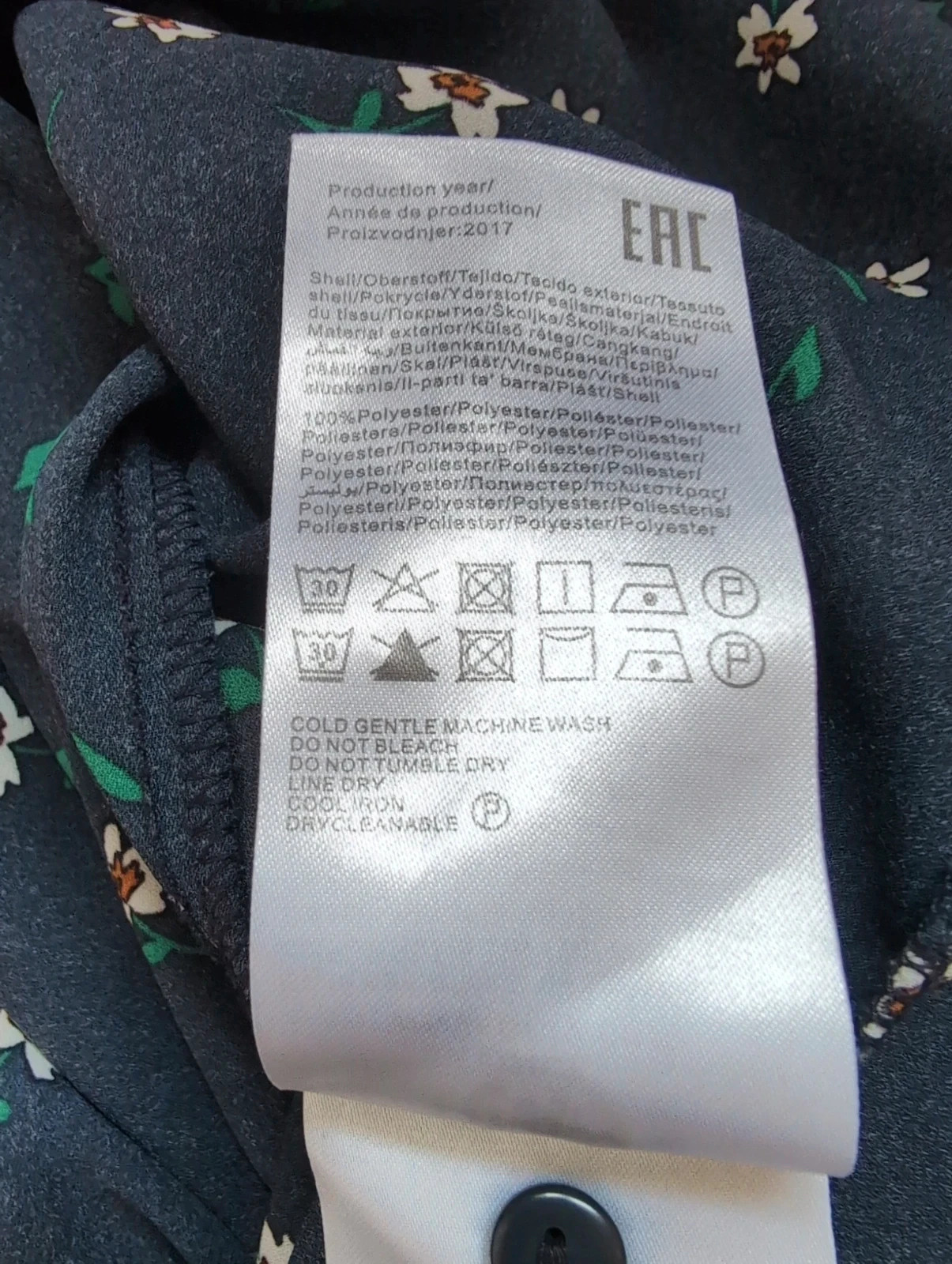 Blouse ONLY T.40 bleu marine fleurie – manches longues à liens - Look Casual – ONLY – taille M / 38 / 10 4