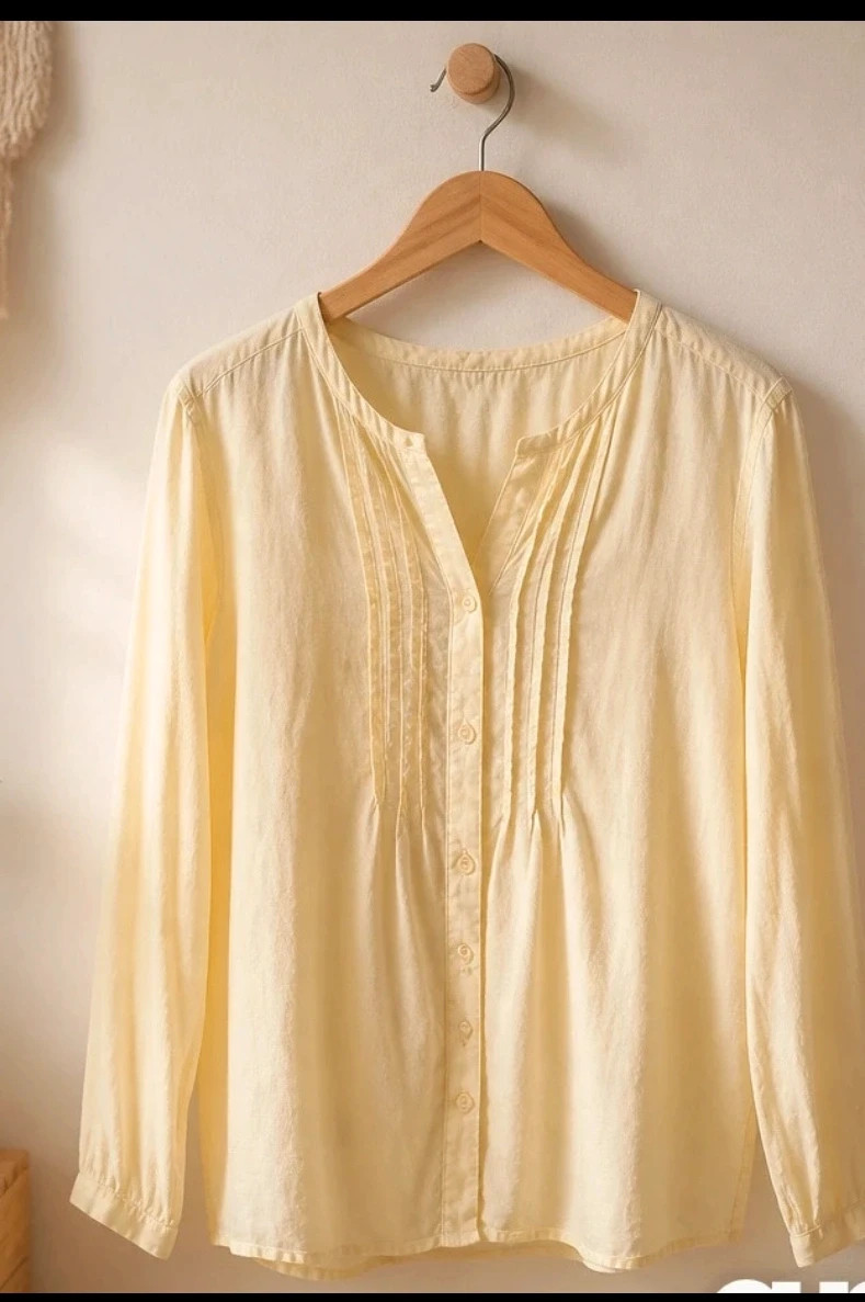 Chemise/blouse femme In Extenso jaune pastel détails brodés & Dentelle