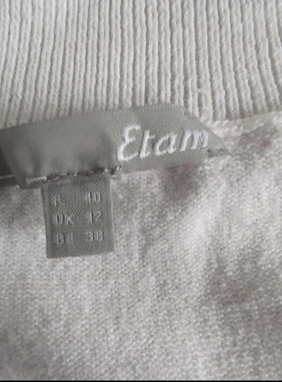 Pull col rond femme Etam blanc en coton - Taille 40 - Élégant et Intemporel – Etam – taille M / 38 / 10 3
