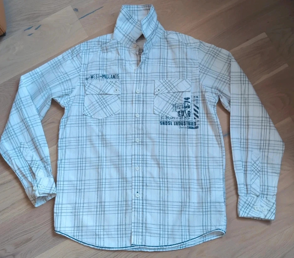 Chemise blanche à carreaux Garçon - Sandsoil - Taille 14 ans - Style Casual chic