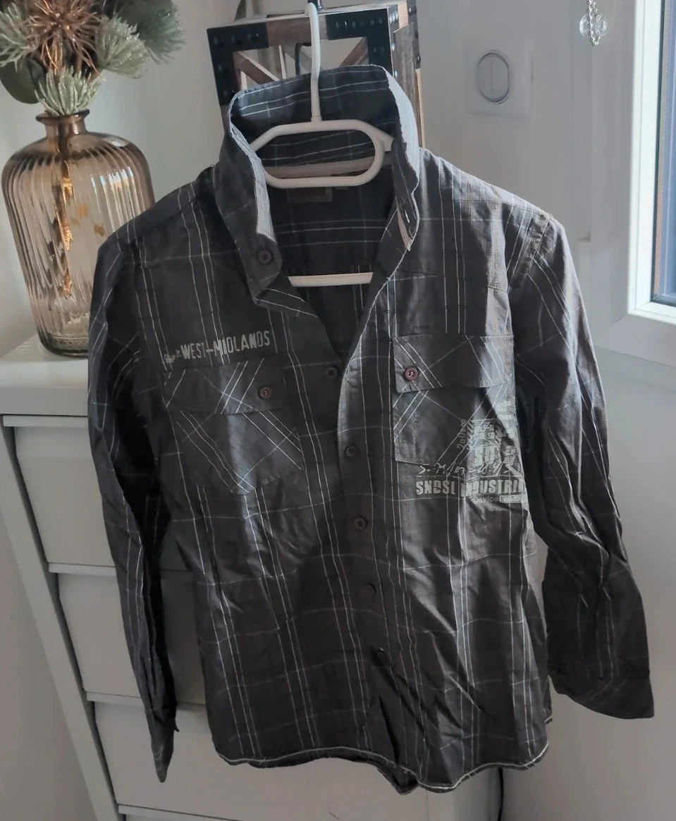 Chemise garçon à carreaux gris anthracite manches longues - Sandsoil - Taille 12 ans - Style Casual
