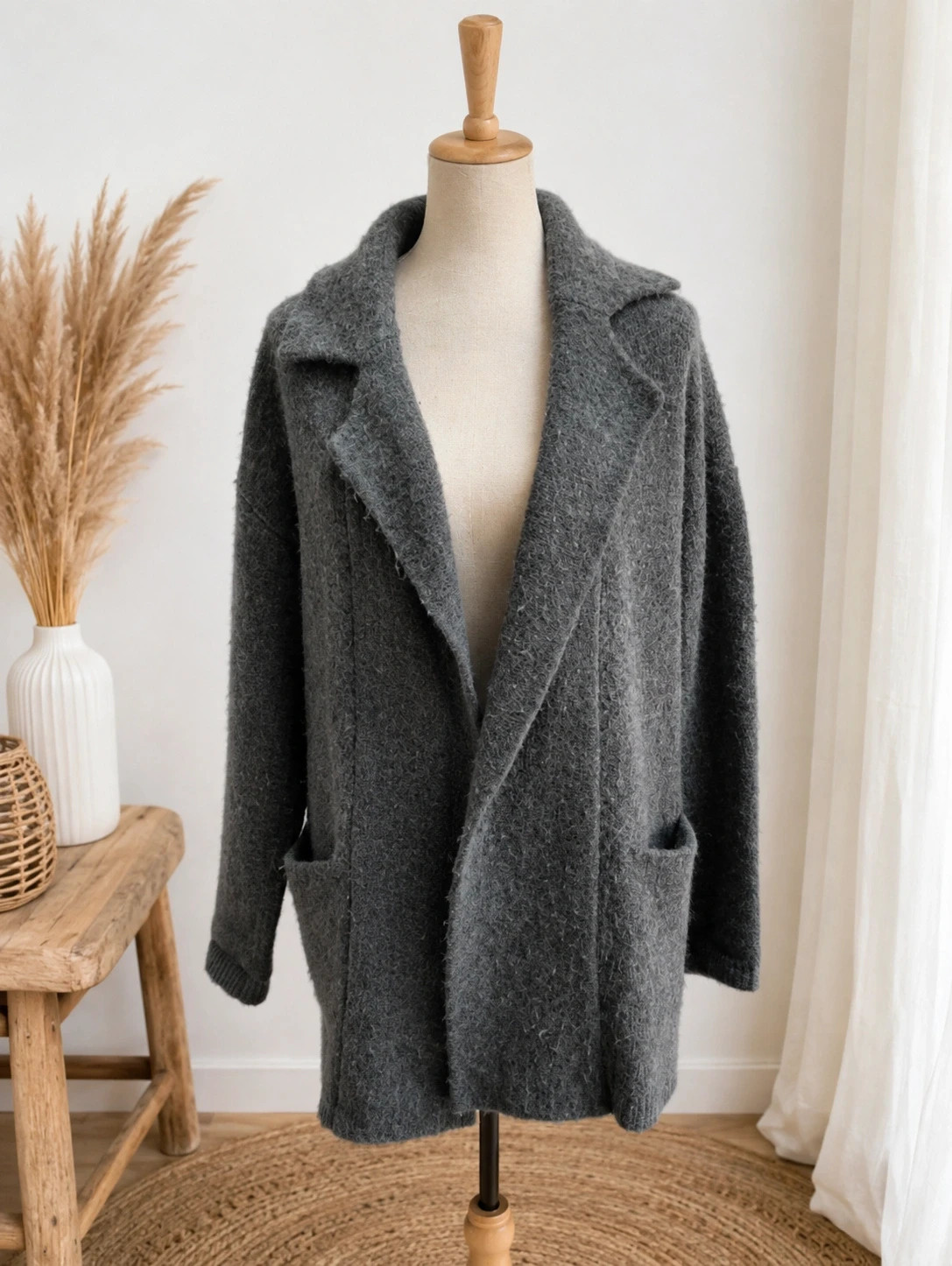 Gros gilet / veste chaude effet bouloches gris anthracite Pimkie – Taille S - look tendance