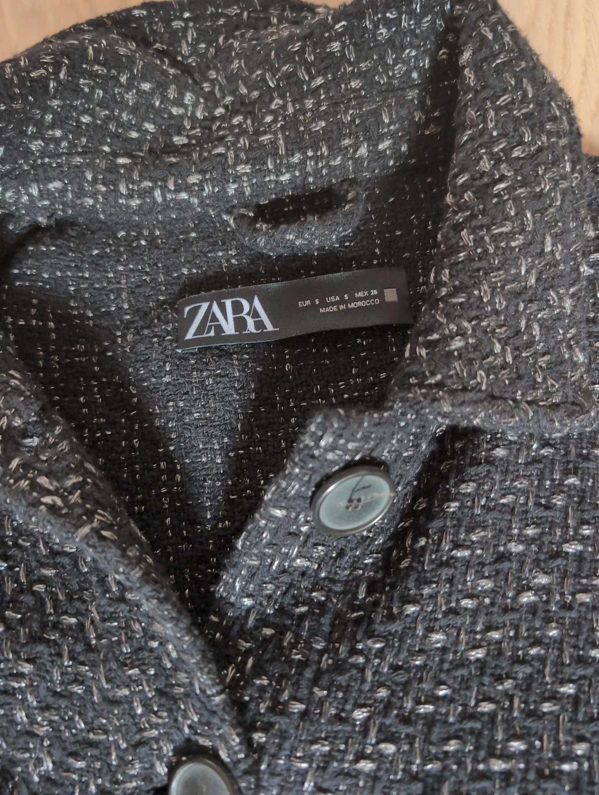 Zara Veste chemise Oversize Taille S Noir et argenté Effet Tweed – Zara – taille S / 36 / 8 3