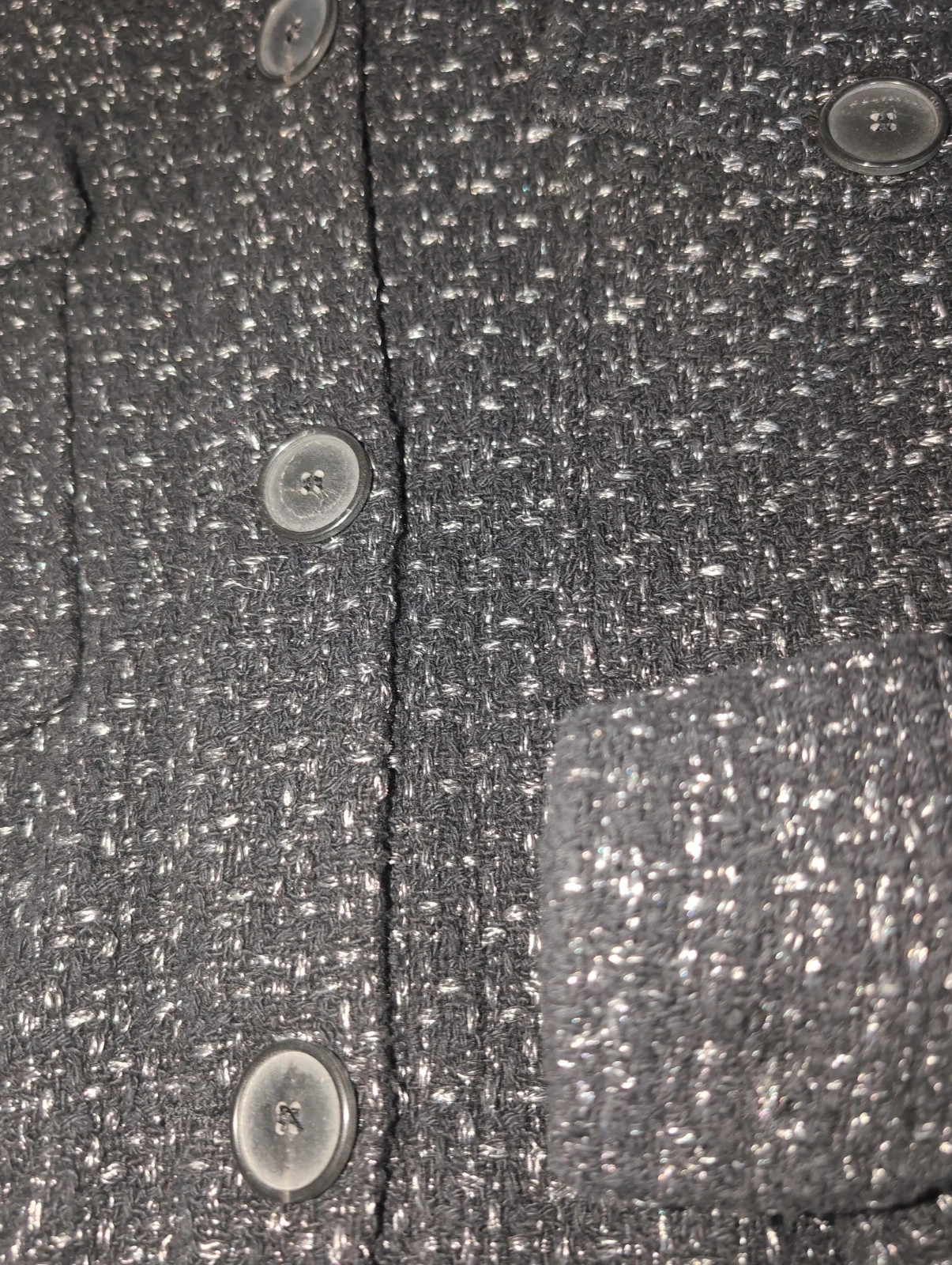 Zara Veste chemise Oversize Taille S Noir et argenté Effet Tweed – Zara – taille S / 36 / 8 4