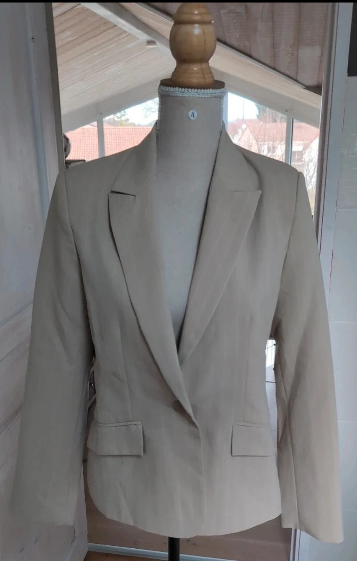 Veste tailleur beige rayures écru La Redoute – Taille L – style chic et tendance