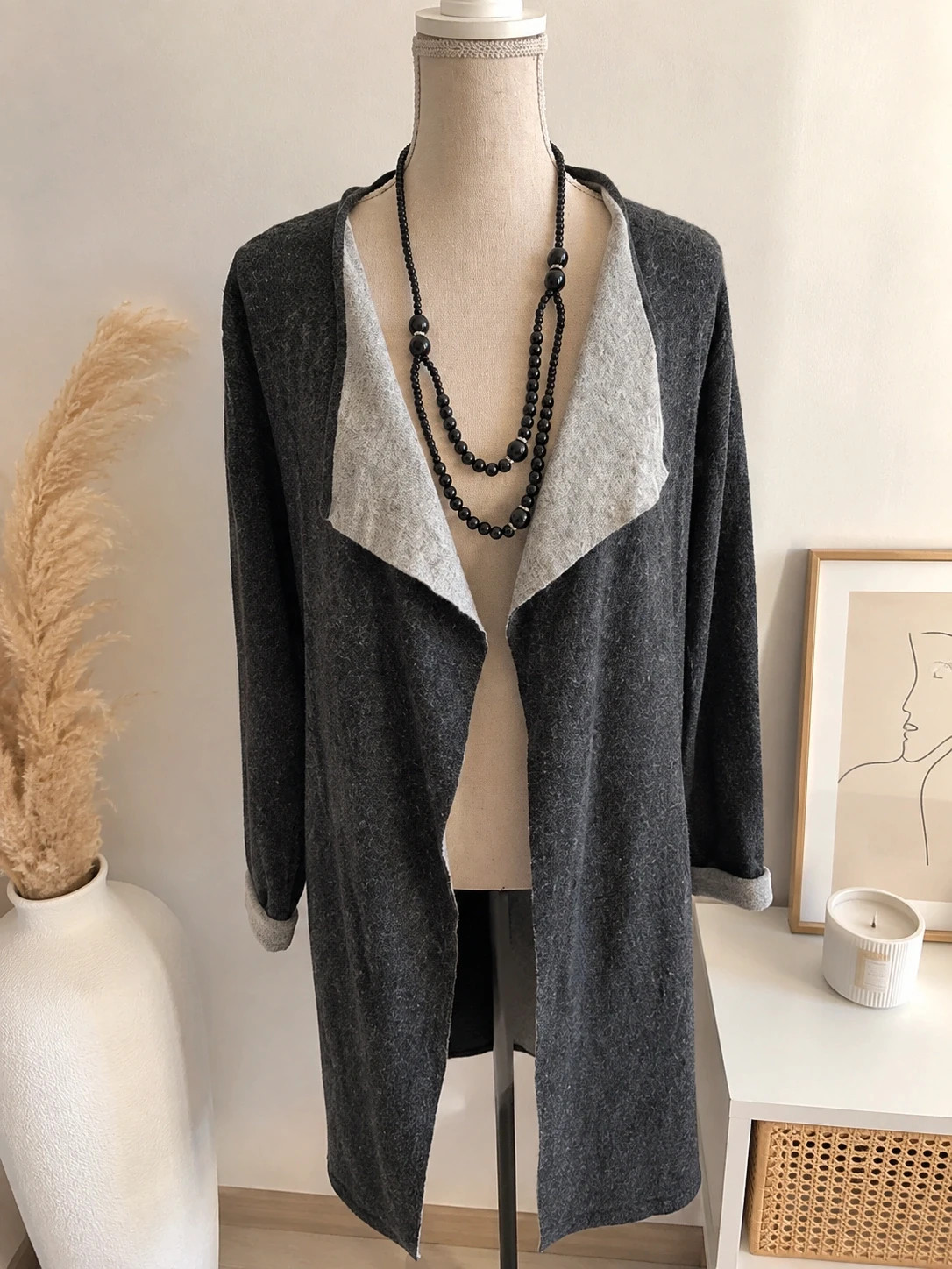 Gilet long gris femme Pimkie XS • cardigan ouvert • veste mi-saison • chic
