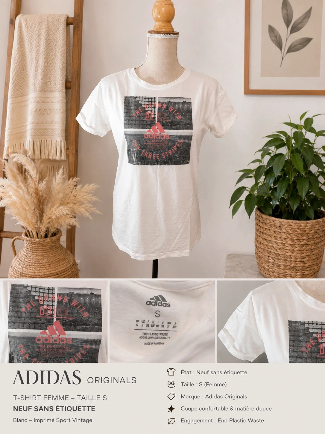 Adidas Originals| Tee shirt femme imprimé | Taille S | Tendance Look streetwear – adidas Originals – taille S / 36 / 8 4