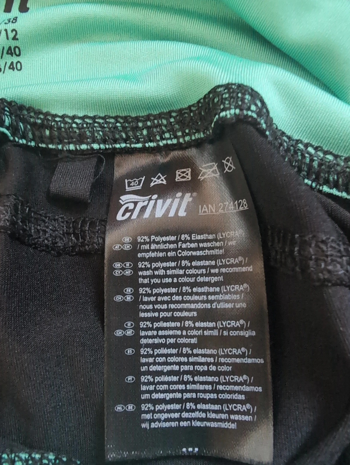 Legging corsaire CRIVIT sport femme noir turquoise Taille S sportswear – Crivit – taille S / 36 / 8 3