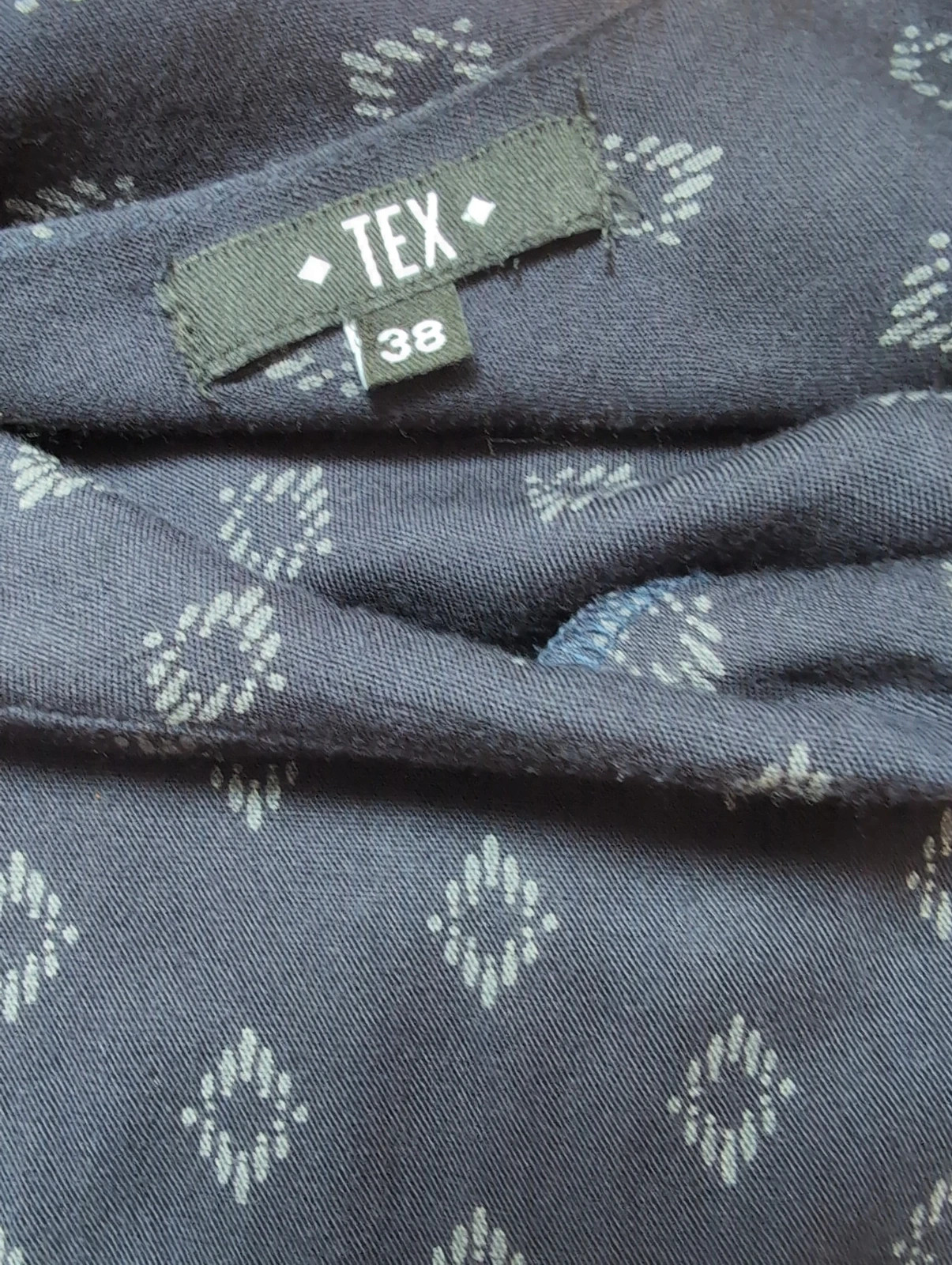 Robe TEX – Taille M – 100 % viscose – Robe bleu fluide à motifs – Manches 3/4 – chic et tendance – TEX – taille M / 38 / 10 4