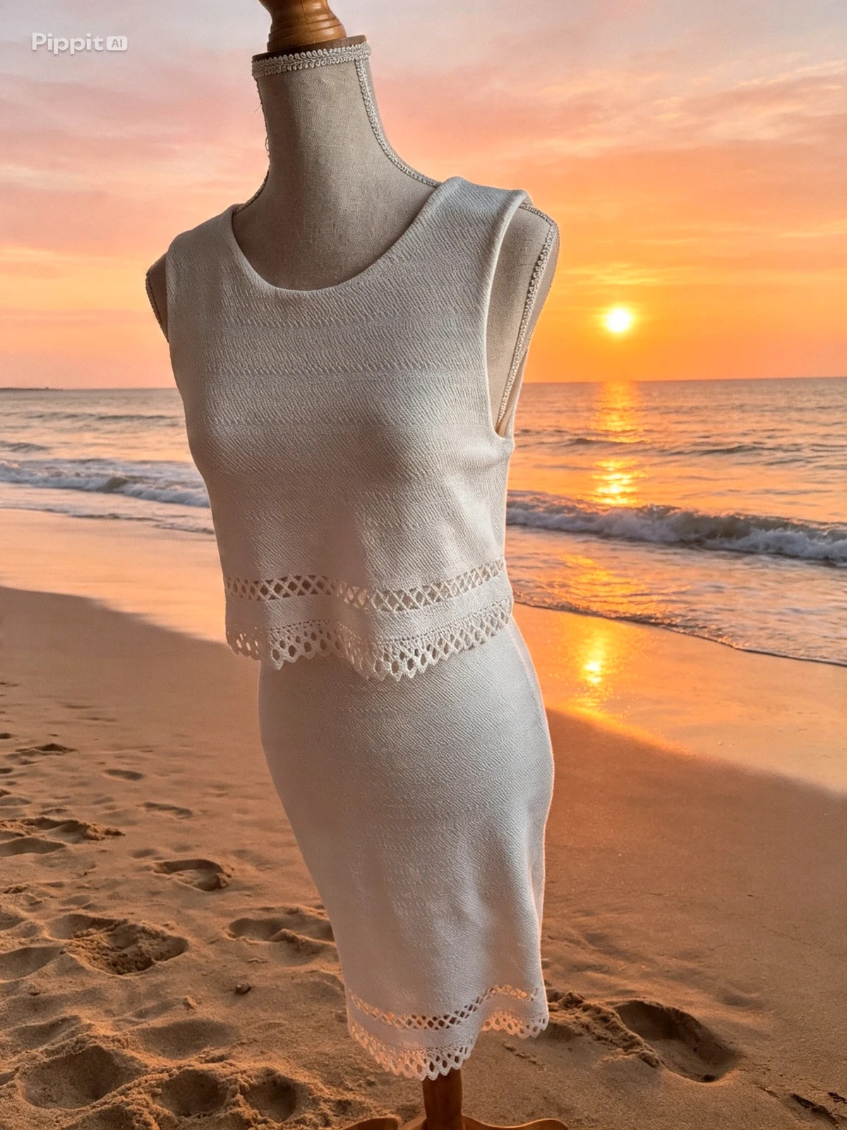 Robe New Look T42 blanc chic – crop top en maille – Cérémonie, mariage, été – New Look – taille XL / 42 / 14 3