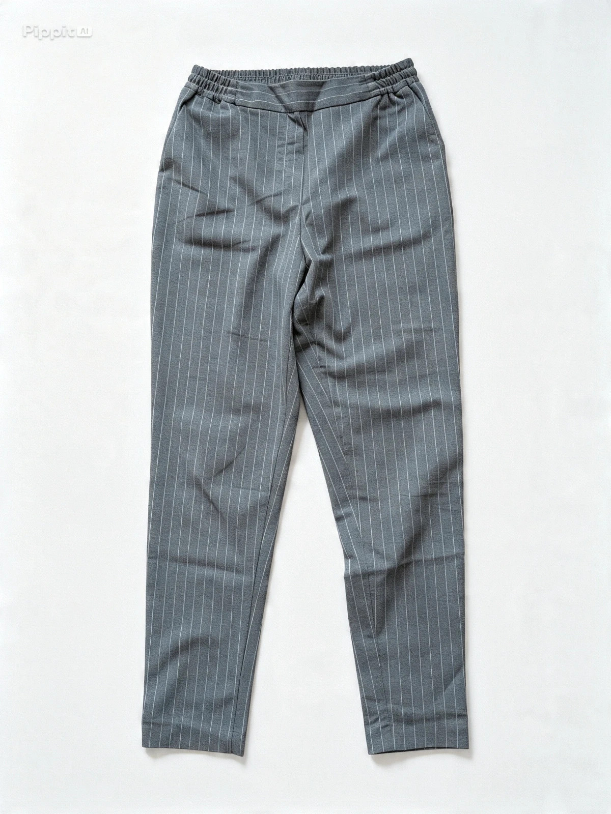 Pantalon de Tailleur Gris à Rayures Crues - Taille 38 Style Officewear / Chic
