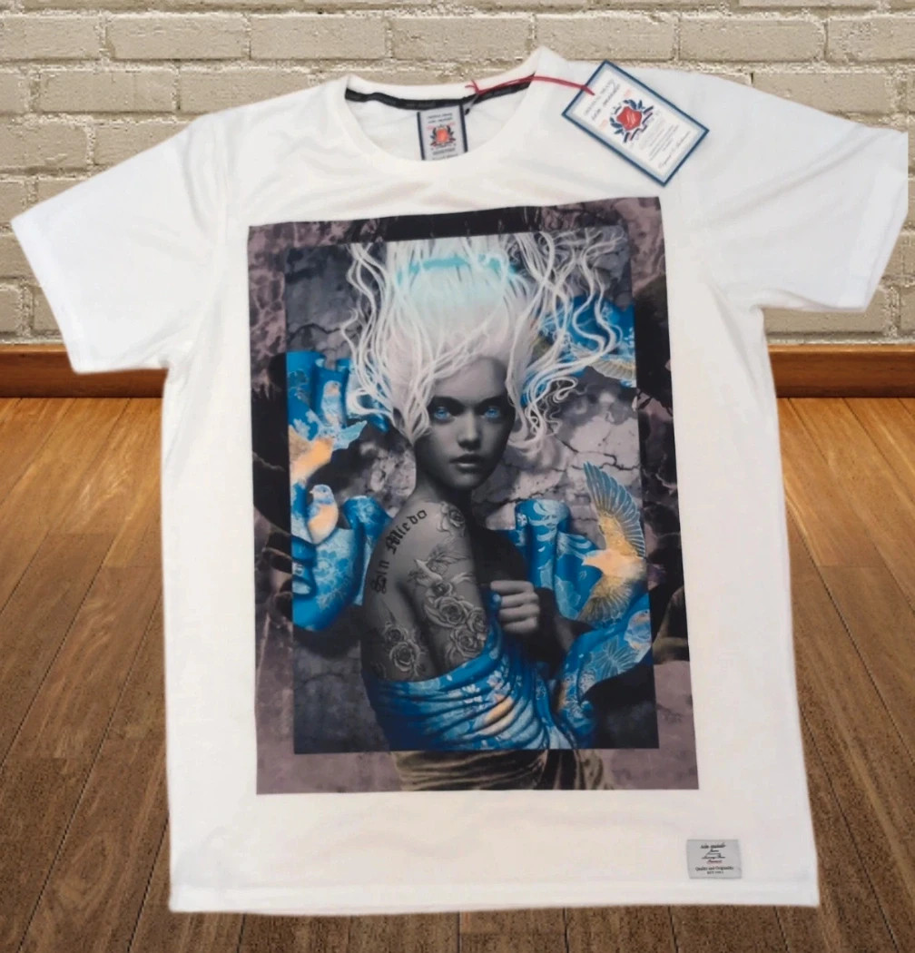 The Original brand sin Miedo T-shirt Taille M - Blanc Imprimé Artistique Gothique Fantasy Streetwear – The Original Brand – taille M / 38 / 10 2