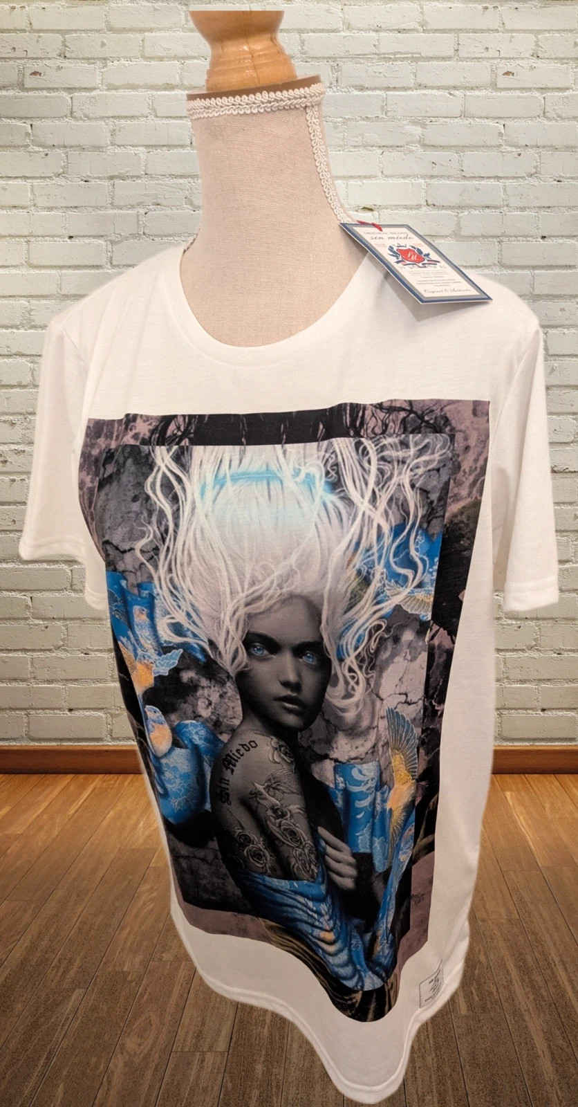 The Original brand sin Miedo T-shirt Taille M - Blanc Imprimé Artistique Gothique Fantasy Streetwear – The Original Brand – taille M / 38 / 10 3