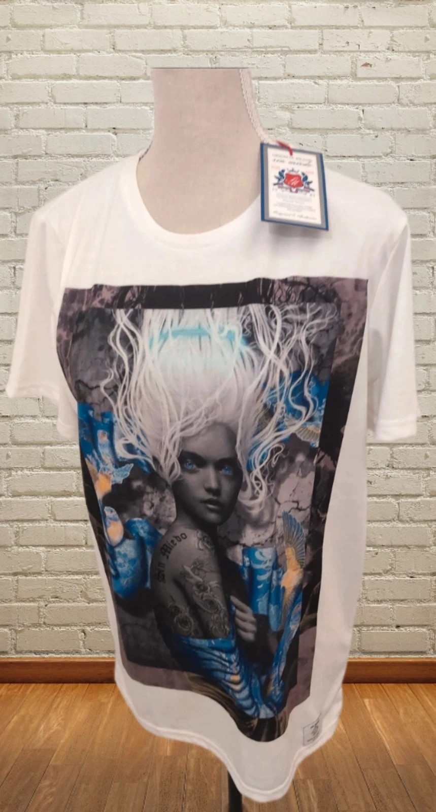 The Original brand sin Miedo T-shirt Taille M - Blanc Imprimé Artistique Gothique Fantasy Streetwear – The Original Brand – taille M / 38 / 10 4