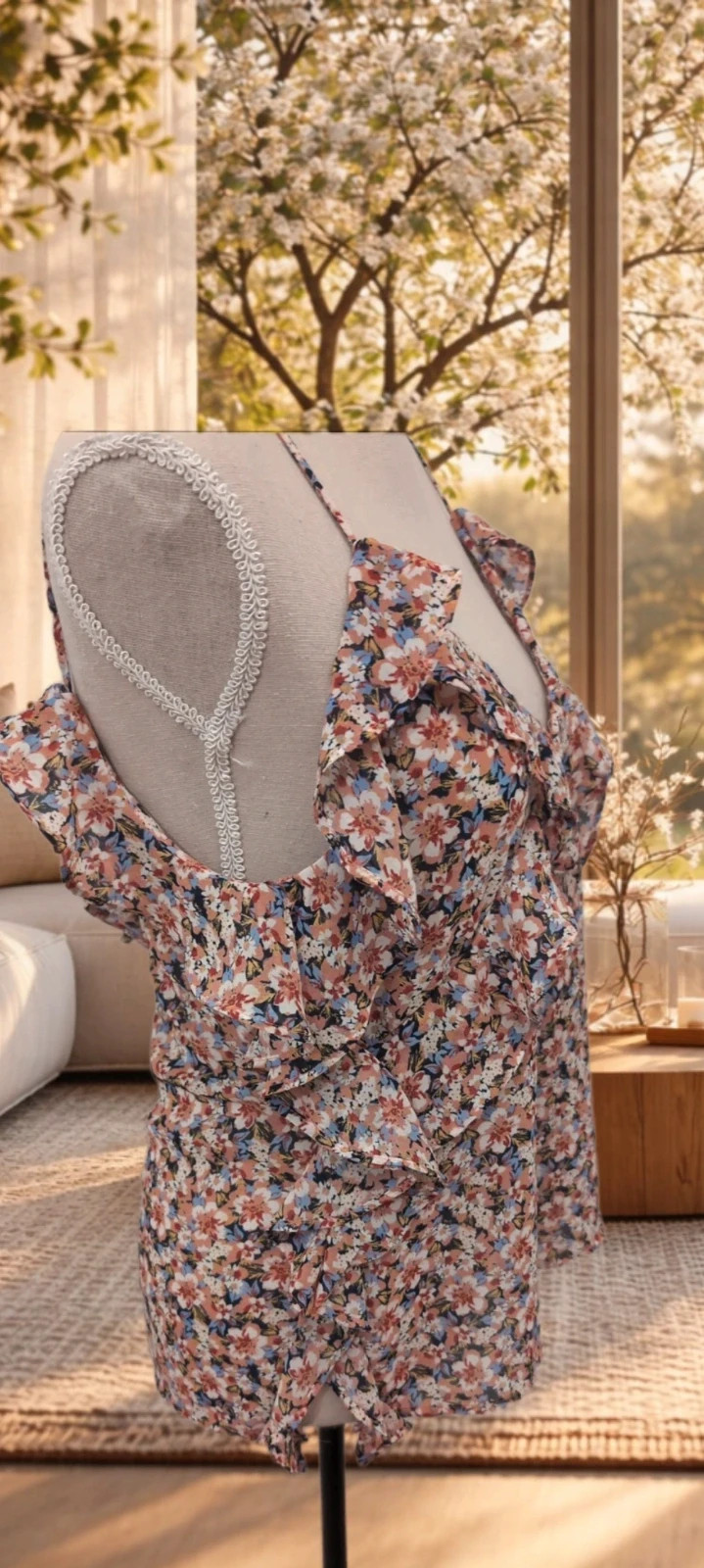 Zara - Haut fleuri à volants femme XS - Top fleuri à fines bretelles Style Bohème – Zara – taille XS / 34 / 6 2