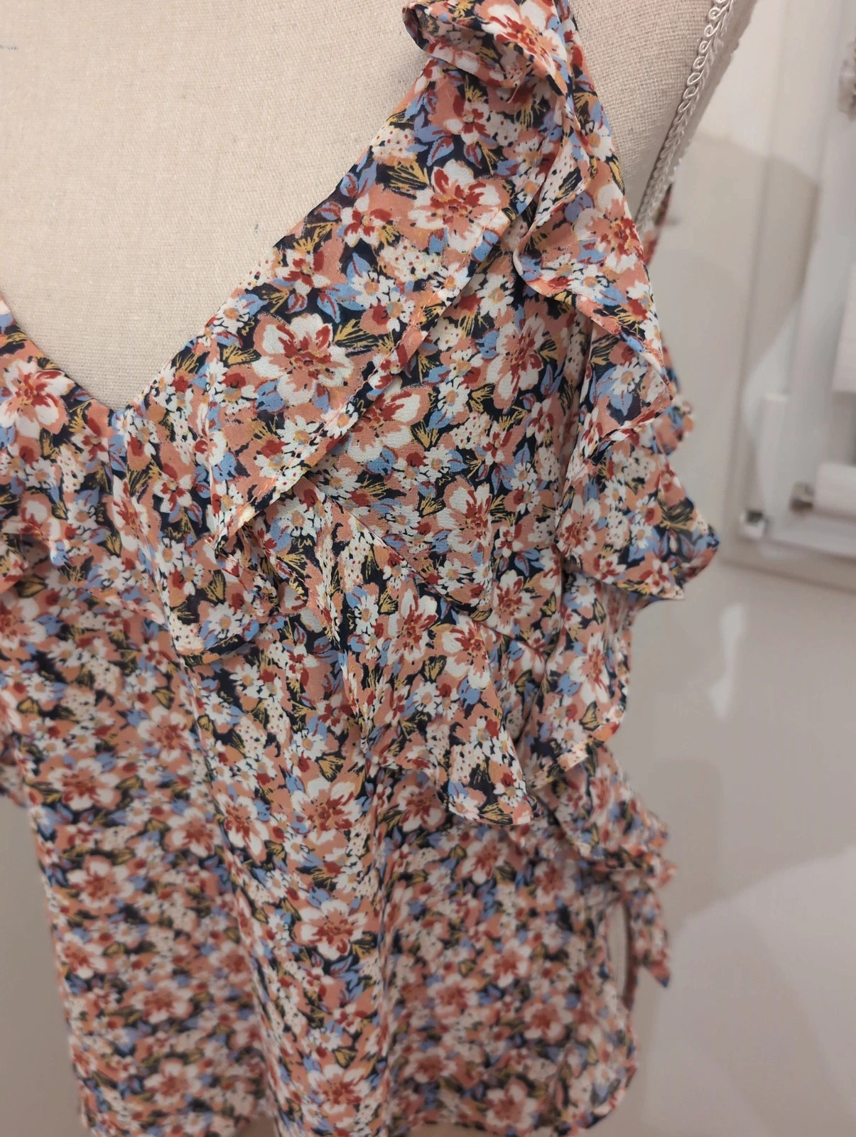 Zara - Haut fleuri à volants femme XS - Top fleuri à fines bretelles Style Bohème – Zara – taille XS / 34 / 6 3