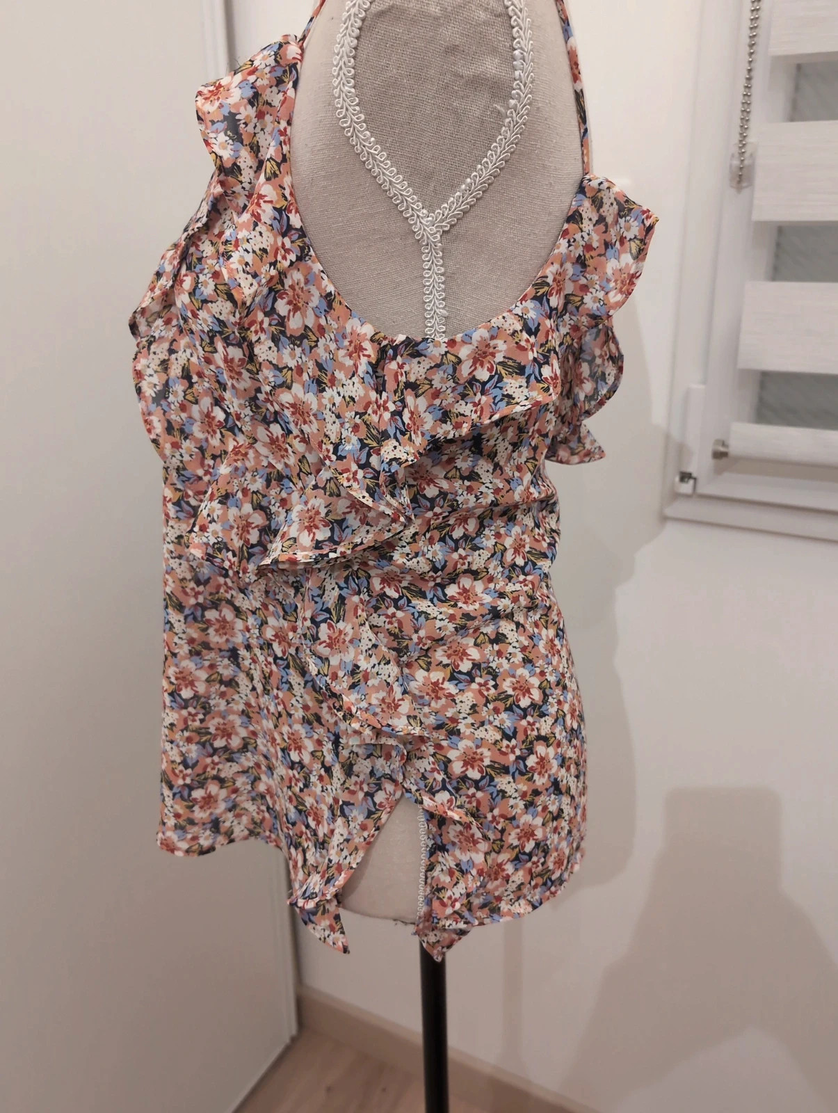 Zara - Haut fleuri à volants femme XS - Top fleuri à fines bretelles Style Bohème – Zara – taille XS / 34 / 6 5