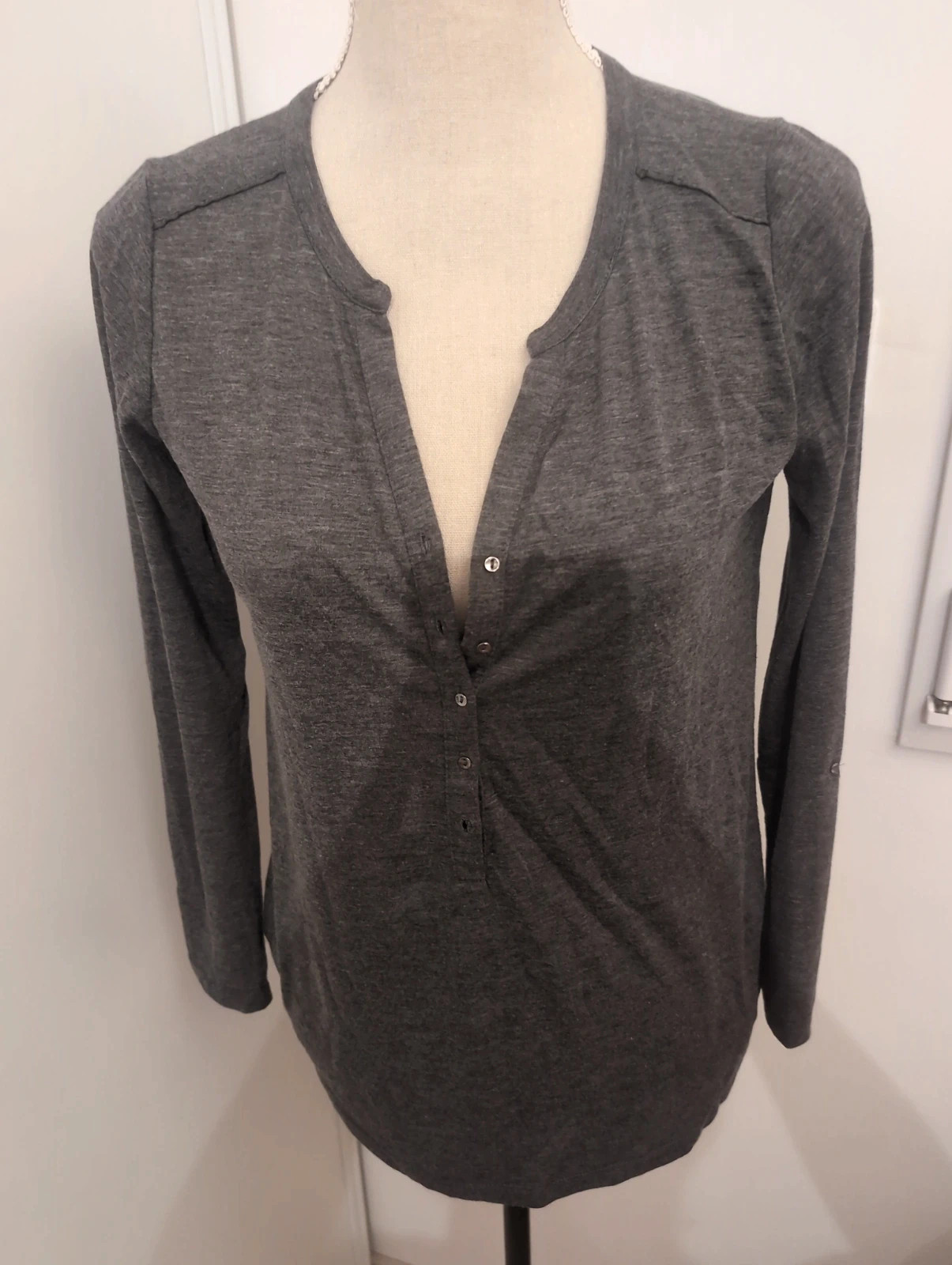 Camaïeu - T-shirt gris manches longues - Taille S - Casual – Camaïeu – taille S / 36 / 8 2