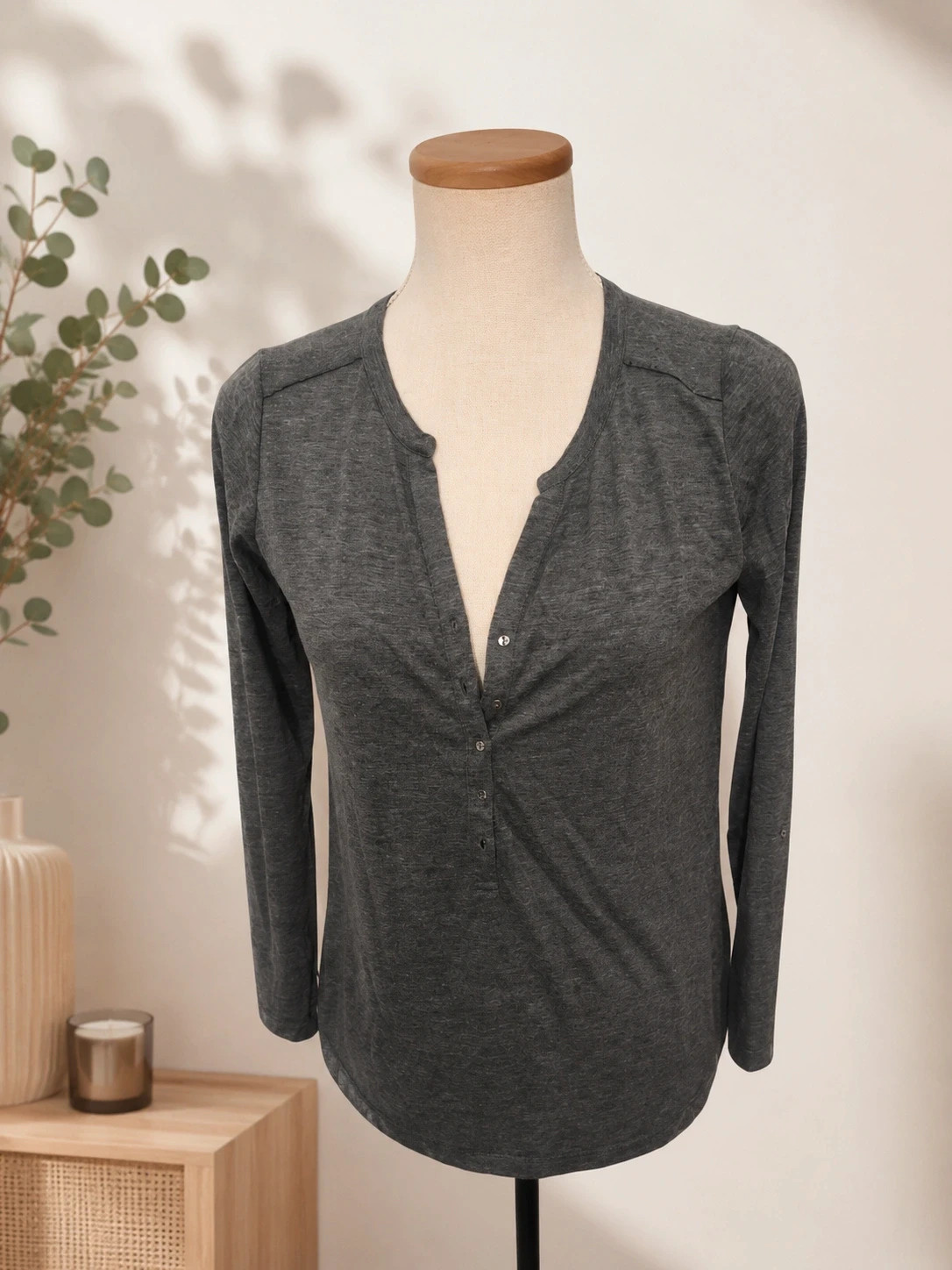 Camaïeu - T-shirt gris manches longues - Taille S - Casual