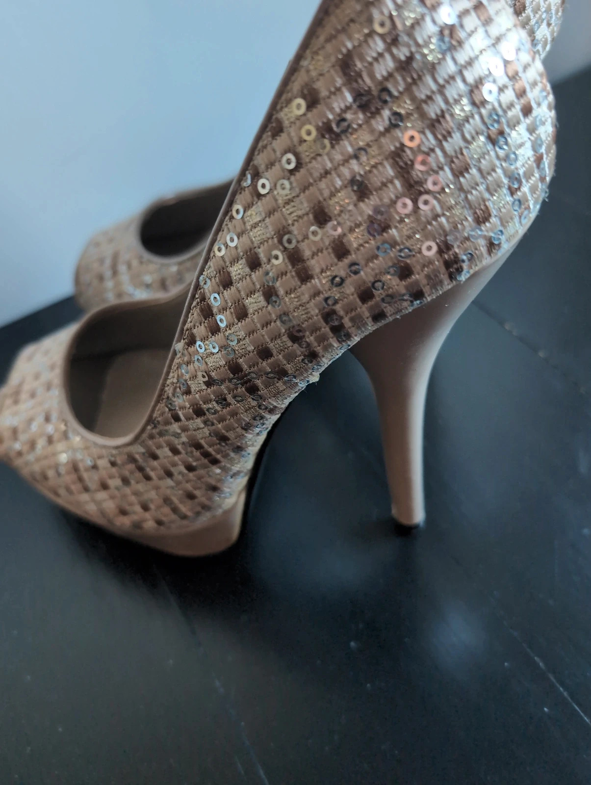 Escarpins plateforme Lov'it T39 beige doré à strass paillettes – Neufs – Chic & Glamour – Lov'it – taille 39 2