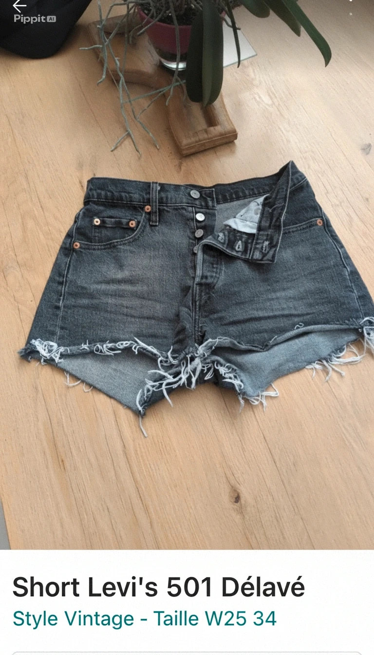 Levi's 501 Original W25 (34) Short en jean noir délavé Taille haute Vintage Cut Off Denim – Levi's – taille XS / 34 / 6 2
