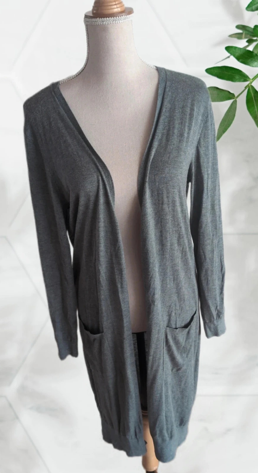 Gilet long gris femme Maille fine Camaïeu - Taille M – Tendance chic