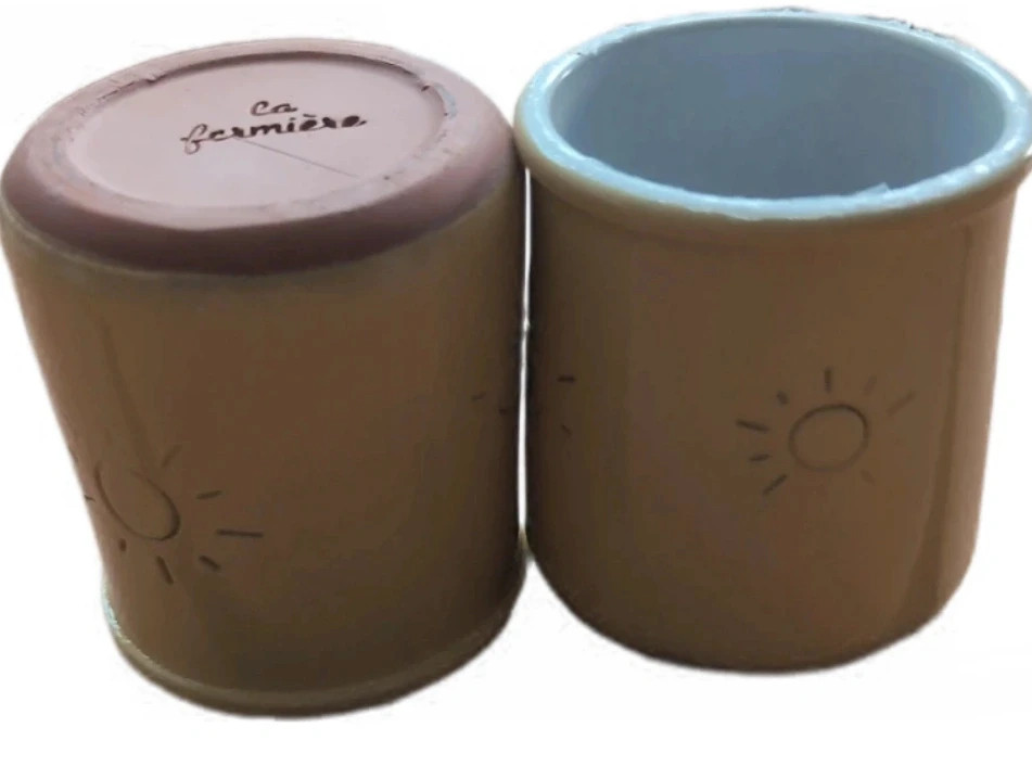 Lots de 2 pots de yaourt en Terre cuite jaune et terracotta - La Fermière - Motif Le soleil – la fermière 3