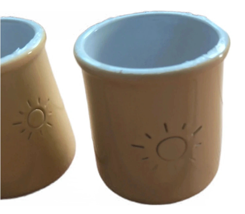 Lots de 2 pots de yaourt en Terre cuite jaune et terracotta - La Fermière - Motif Le soleil – la fermière 4