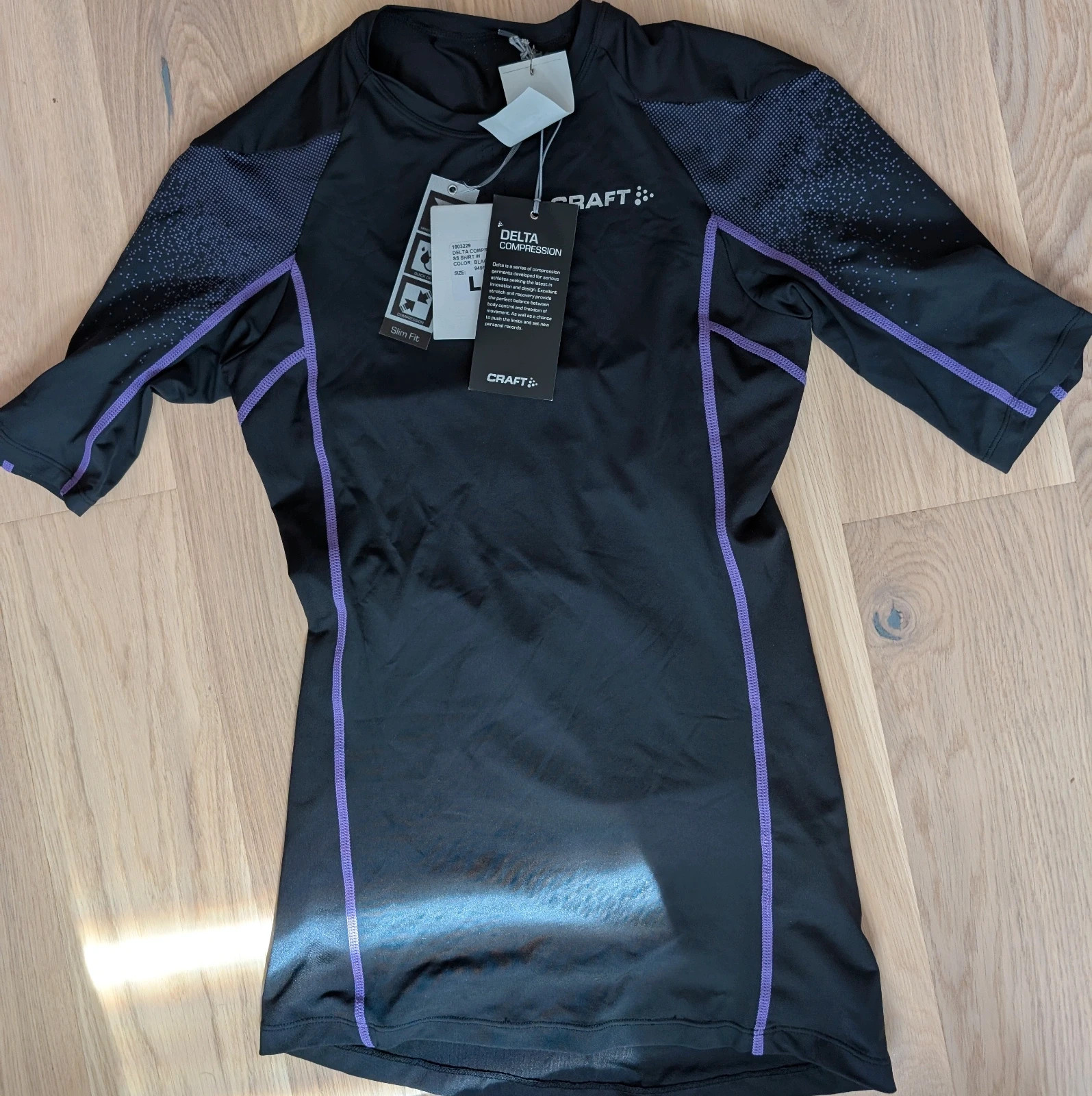 T-shirt de compression Craft Delta Compression noir/violet manches 3/4 – Taille L – Craft – taille L / 40 / 12 2