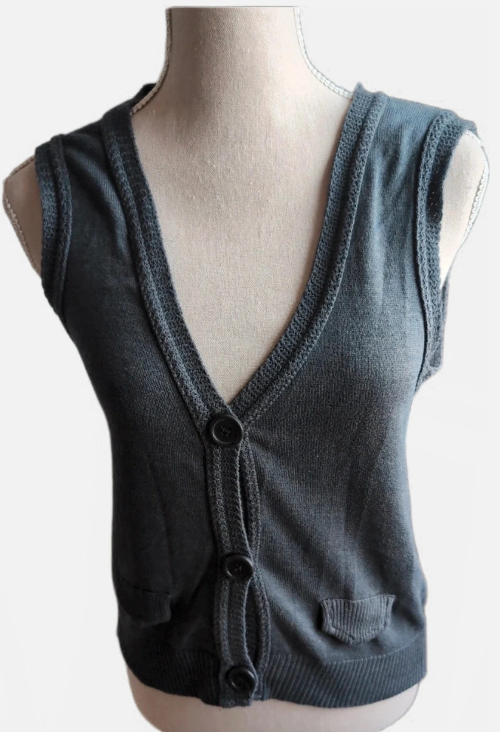 Gilet sans manches gris anthracite maille douce Col V Casual chic - Taille 42 Tendance Stockholm