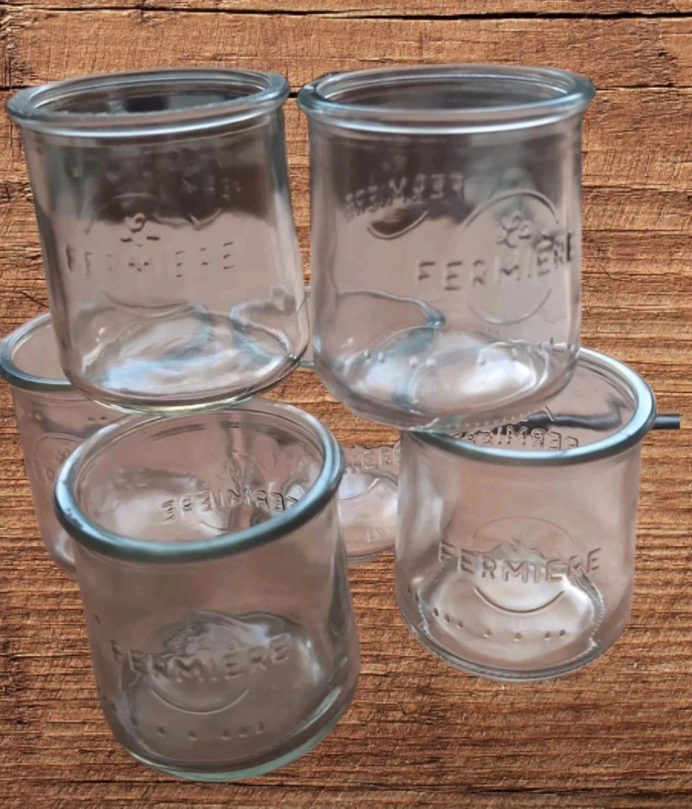 Lots de 6 pots en verre La Fermière - vintage et déco Bohème