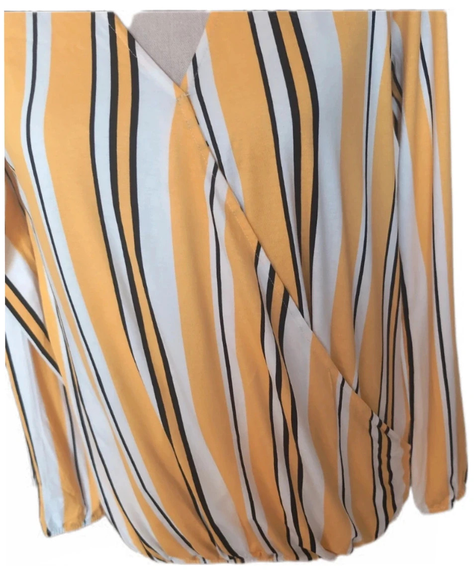 Blouse cache cœur fluide rayée jaune blanc et noir Cache cache - Taille M – Tendance – taille M / 38 / 10 3