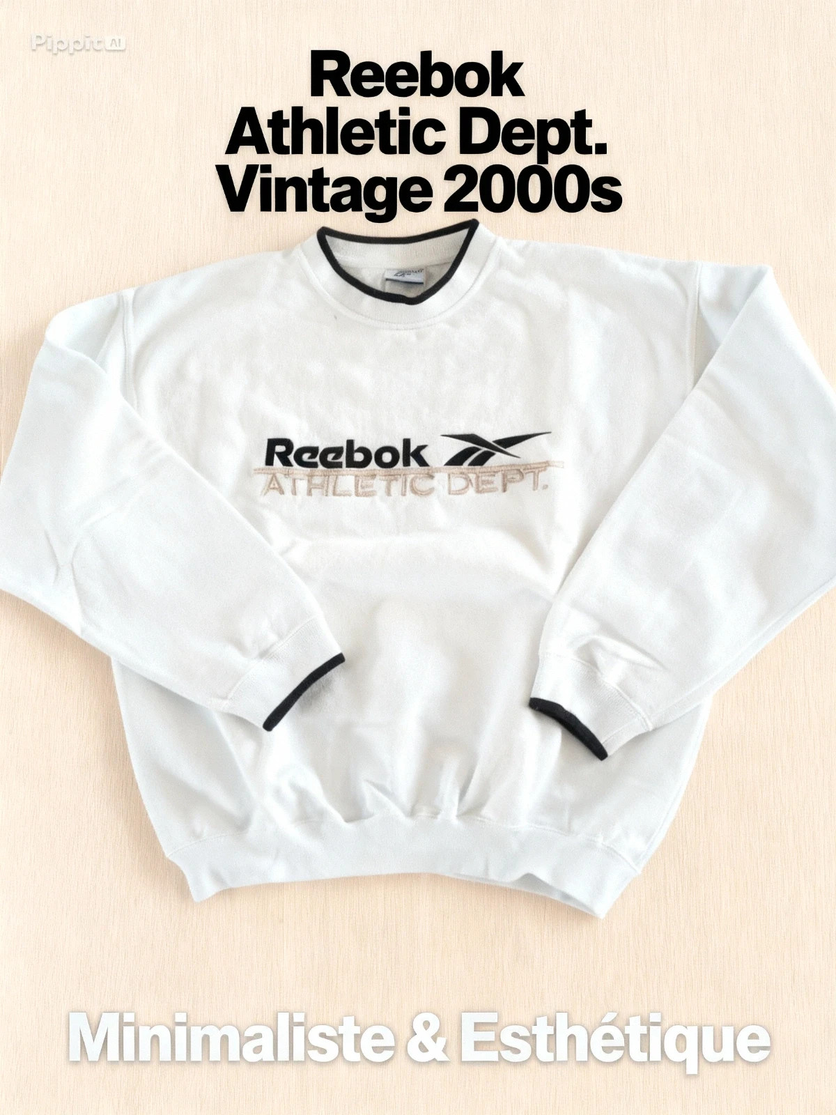 Sweat vintage 2000s Reebok Athletic Dept. blanc & bleu marine