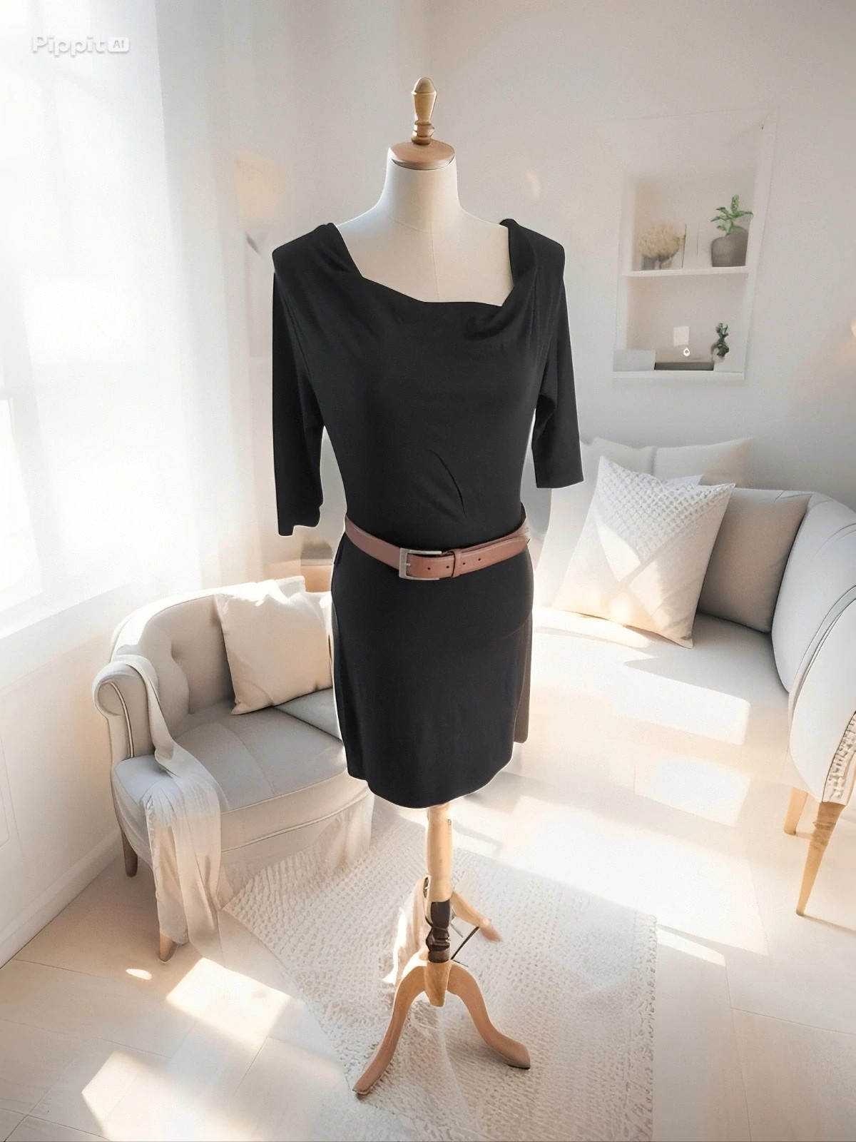 Robe Pimkie col drapé noire Élégante & flatteuse look chic - Taille M