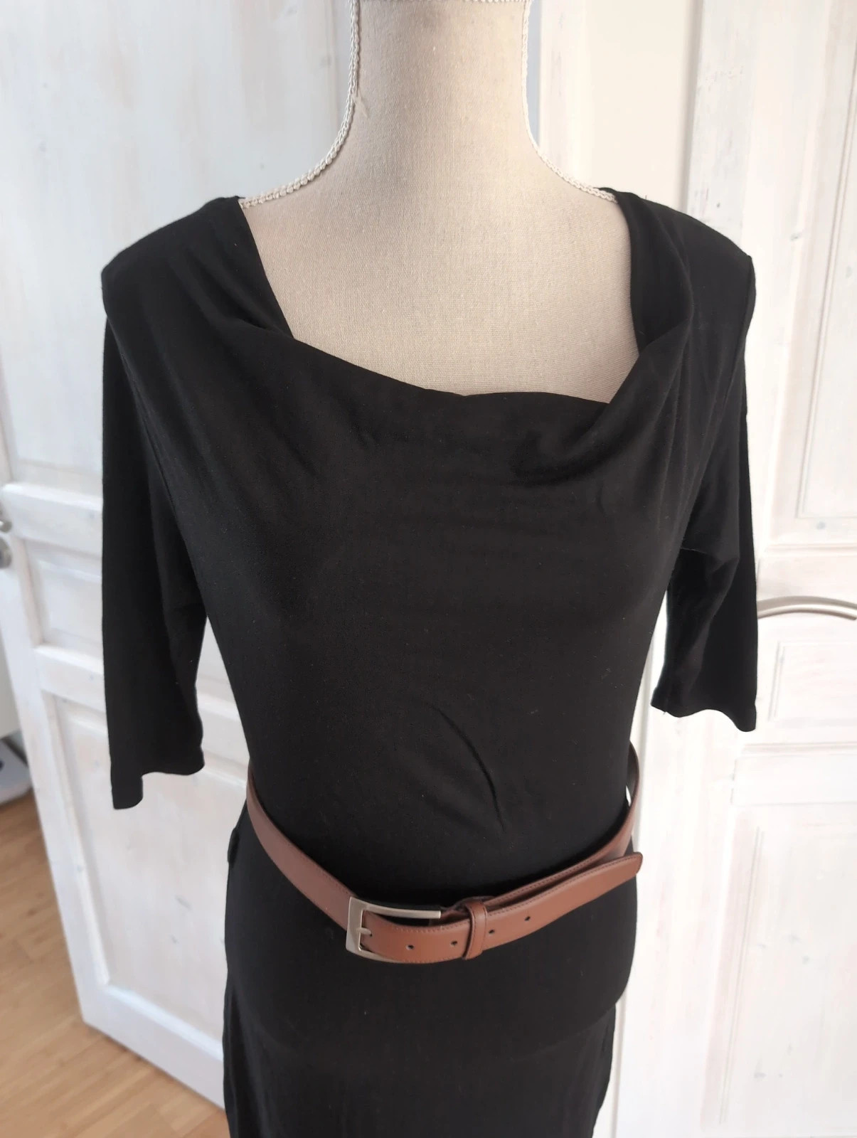 Robe Pimkie col drapé noire Élégante & flatteuse look chic - Taille M – Tendance – taille M / 38 / 10 3