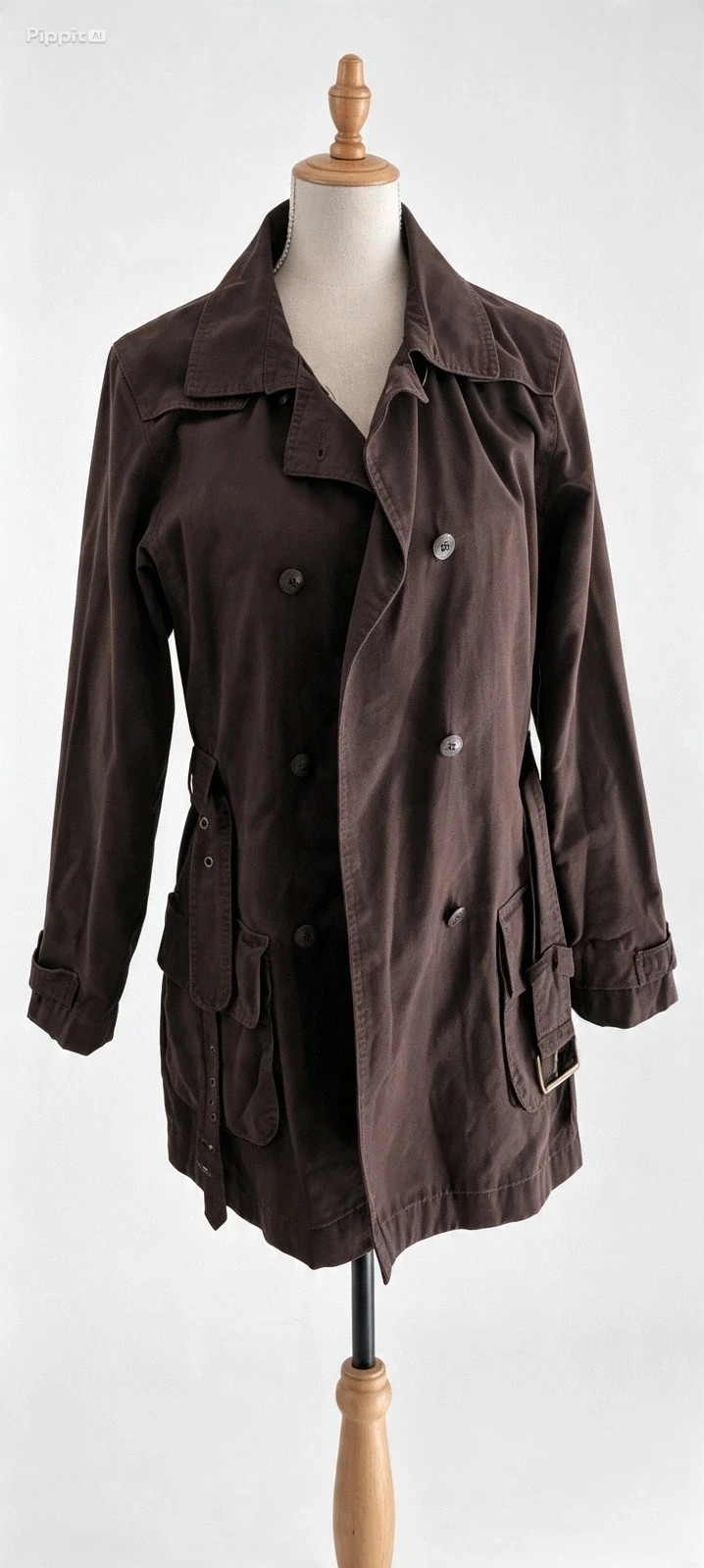 Trench-coat mi-long Dorotennis marron chocolat – Style chic & intemporel
