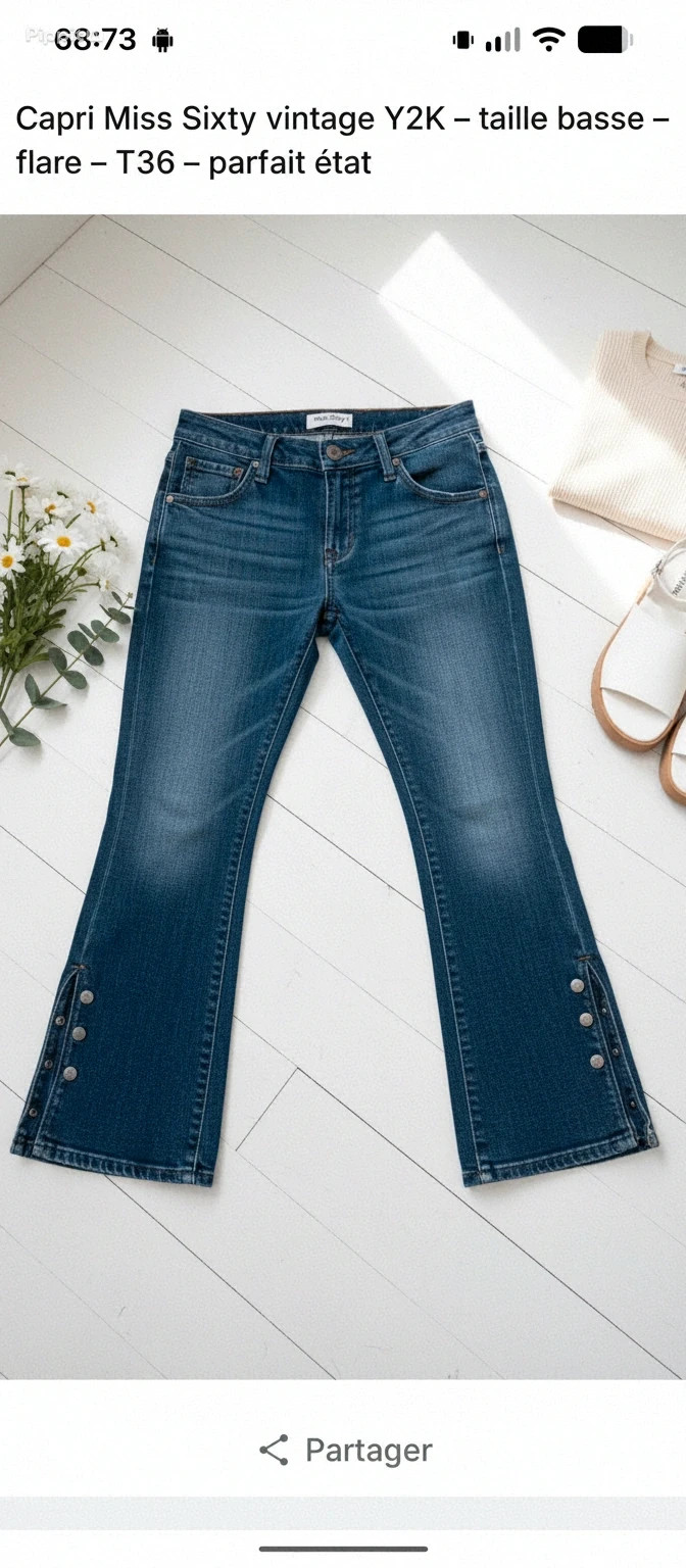 Capri Miss Sixty vintage Y2K – taille basse – flare – T36 – parfait état – Vintage Dressing – taille S / 36 / 8 2