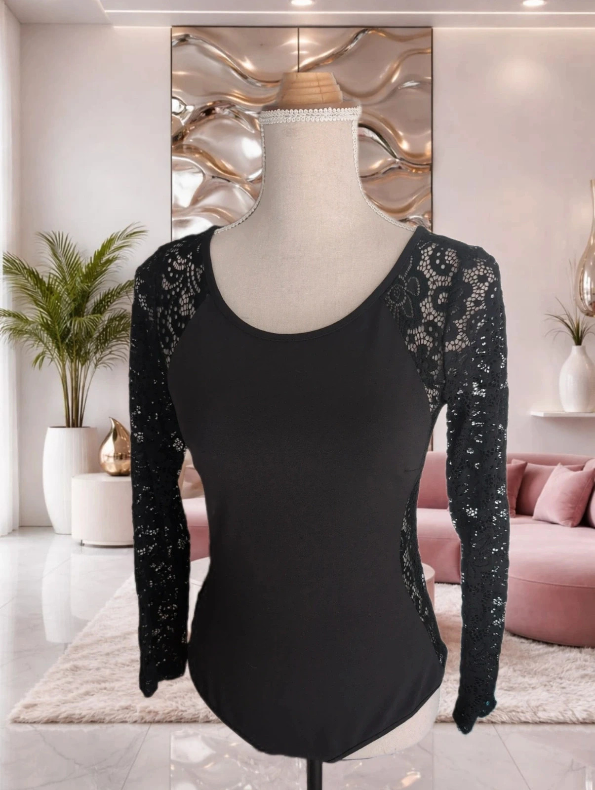 Body noir dos dentelle ouvert chic – Louis Six – Taille L