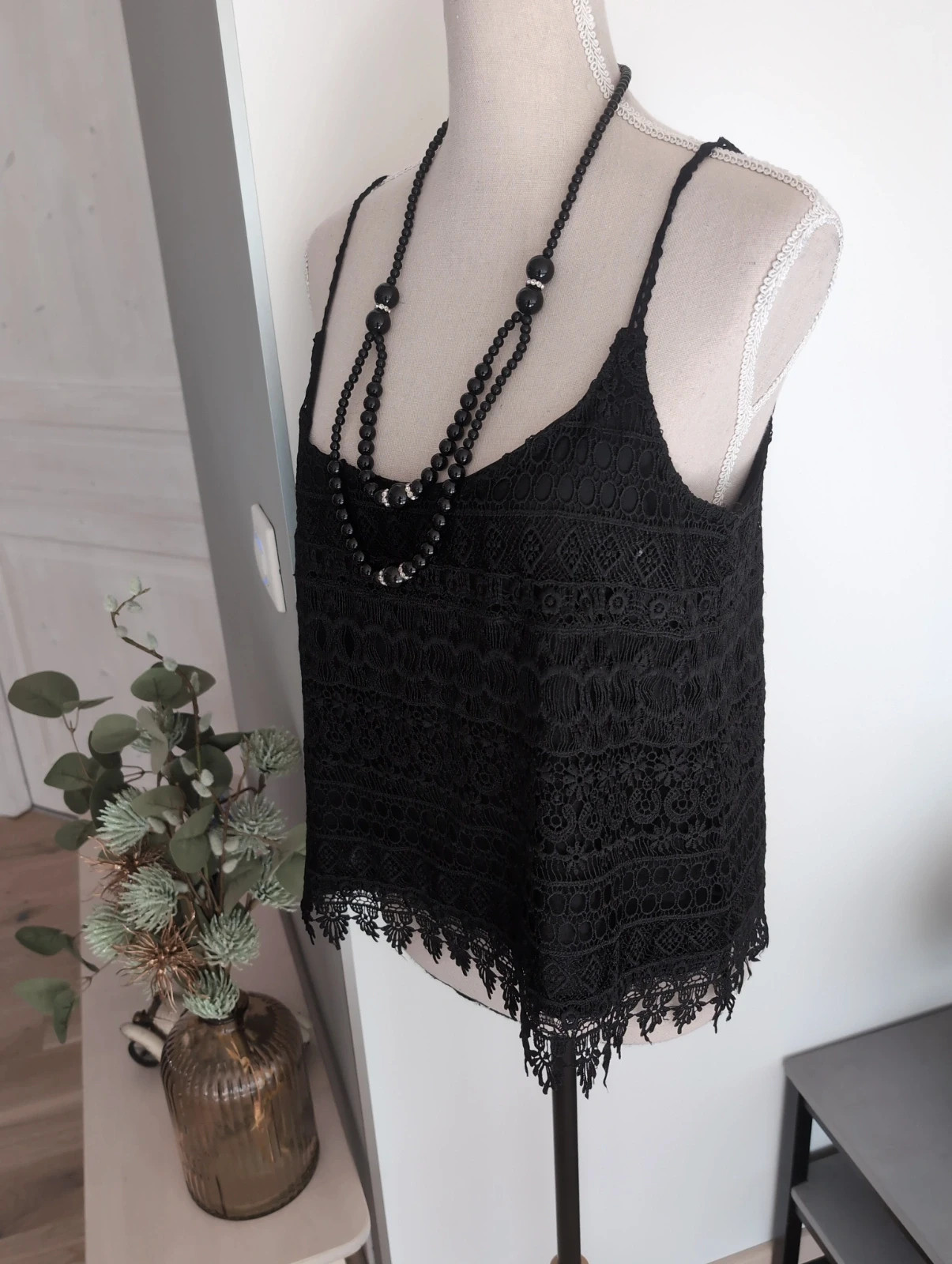 Top dentelle noir H&M - Taille M - Élégant et bohème chic