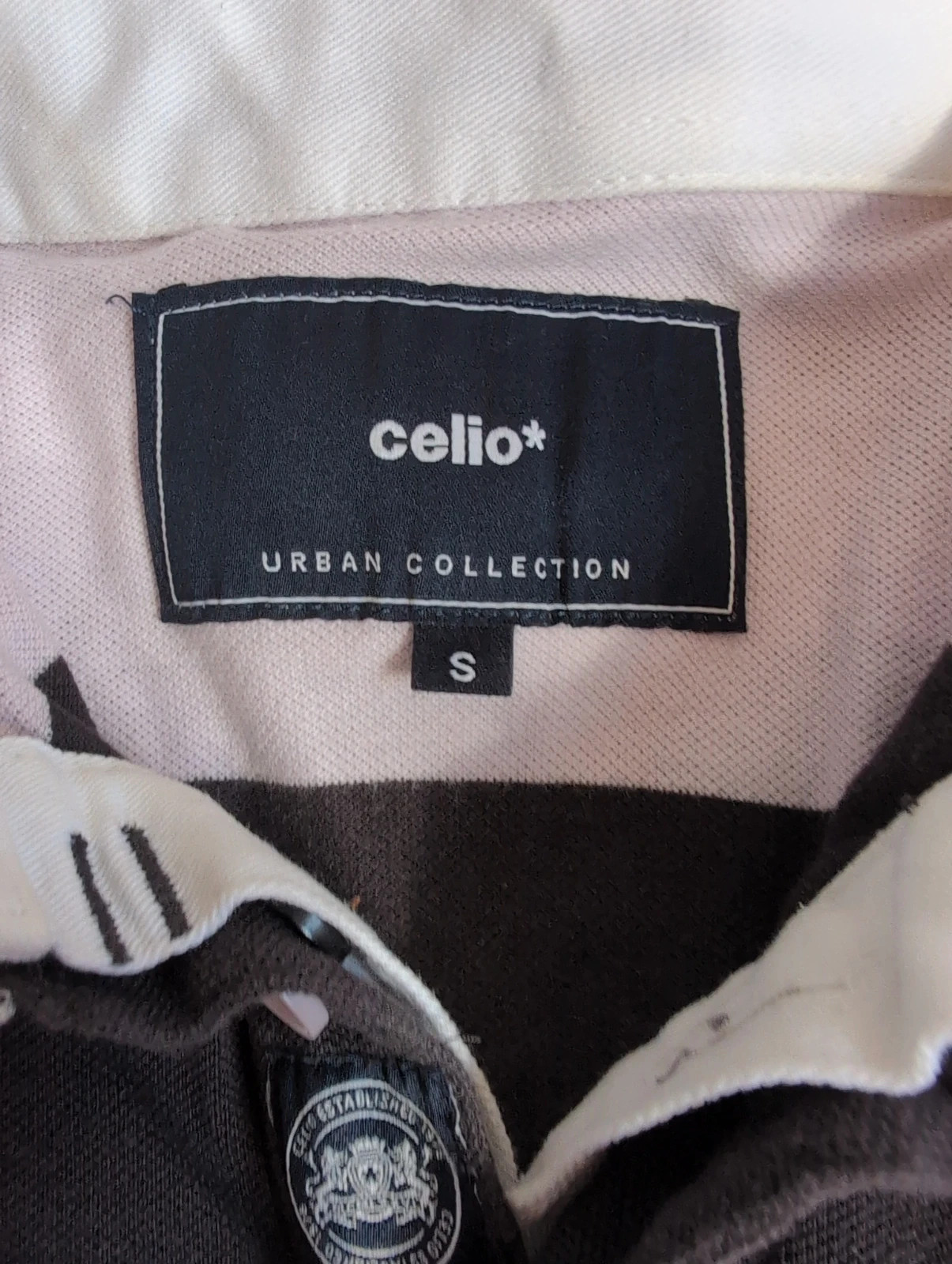 Polo Celio rose pâle & noir – style casual chic – Taille S – très bon état – Tendance – taille S 3