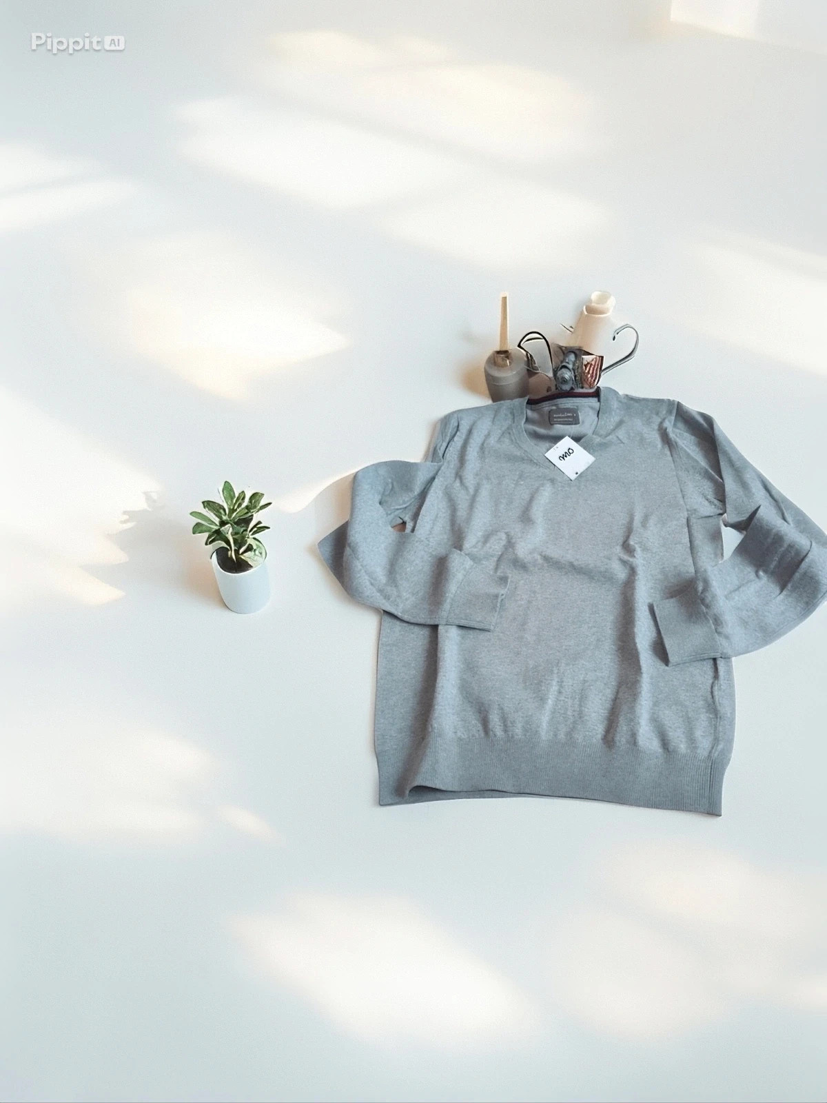 Pull gris clair minimaliste & tendance – Mo Essentials – Style chic / old money Neuf – Taille S – Tendance – taille S 3