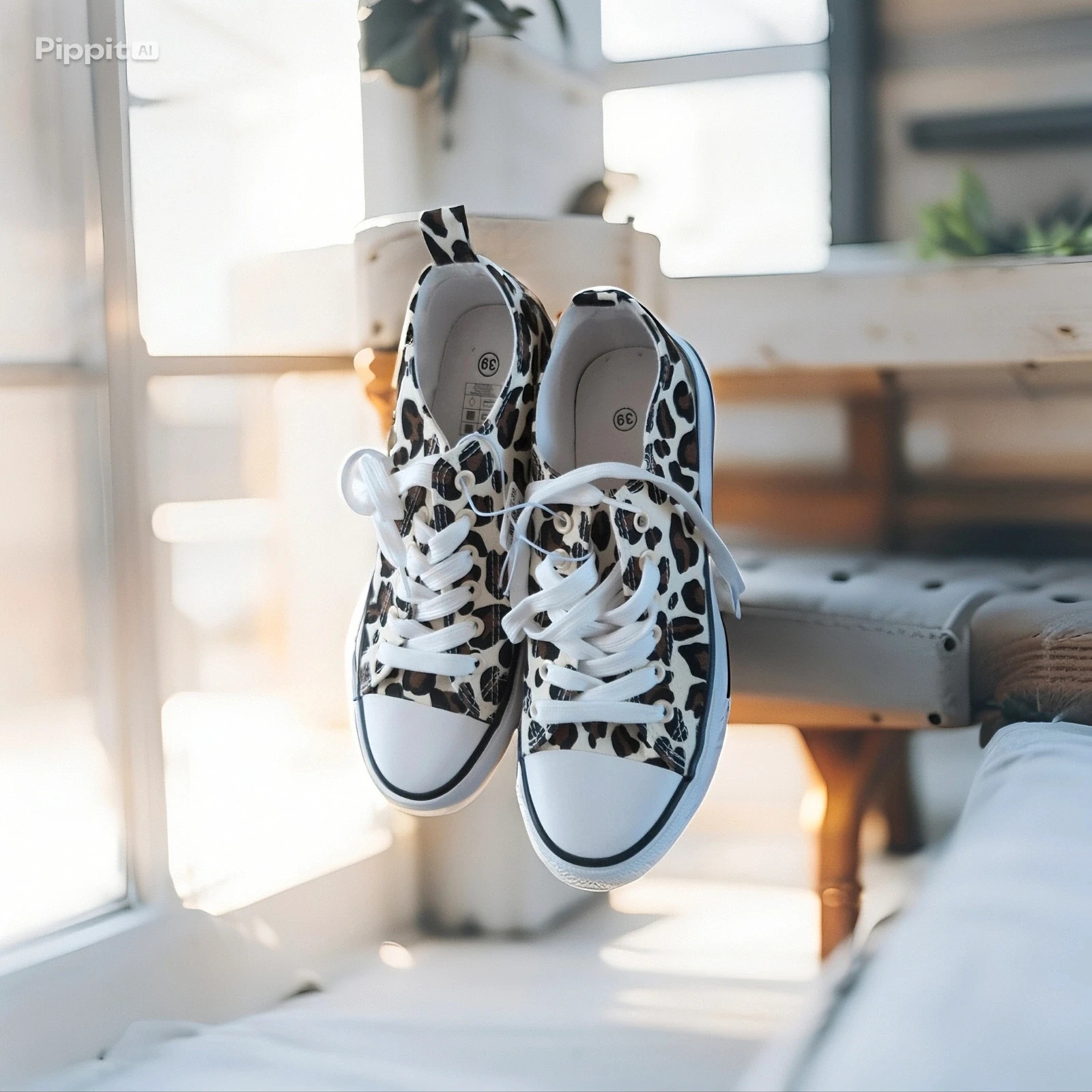 Baskets Parisienne léopard femme T39 neuves sneakers tendance streetwear chic