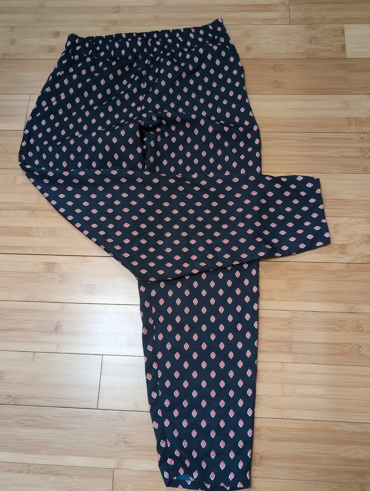 Pantalon fluide bleu marine motifs bohème Parisienne - T38/M – Tendance – taille M / 38 / 10 4