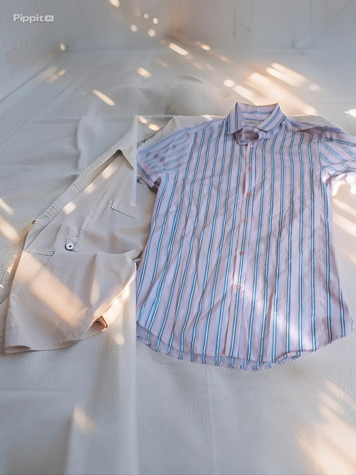 Chemise homme manches courtes RG512 S rose rayures style casual chic - Taille S – Tendance – taille S 3