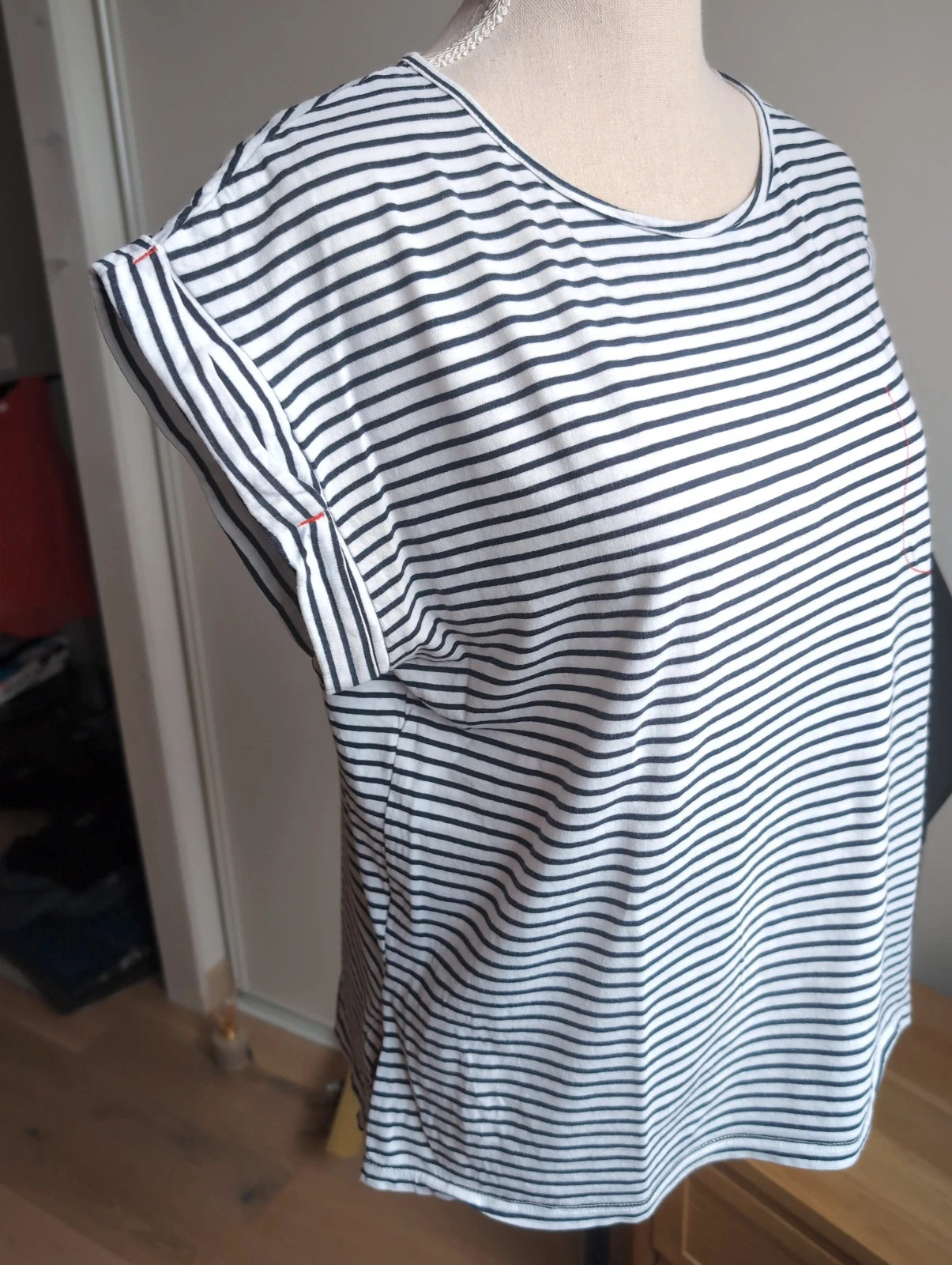 Marinière TEX blanche rayée bleu marine taille M • T-shirt femme chic casual – Tendance – taille M 3