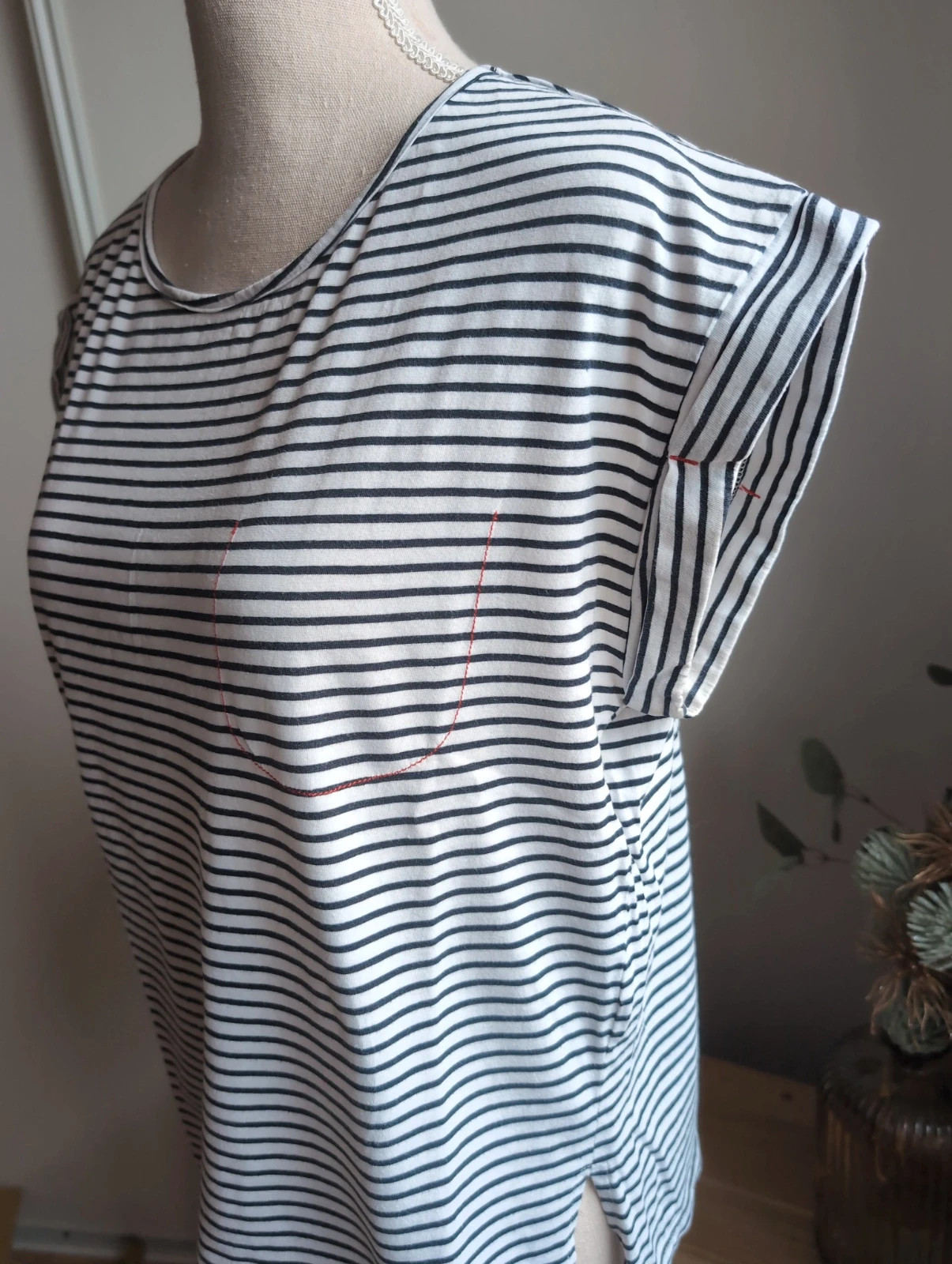 Marinière TEX blanche rayée bleu marine taille M • T-shirt femme chic casual – Tendance – taille M 5