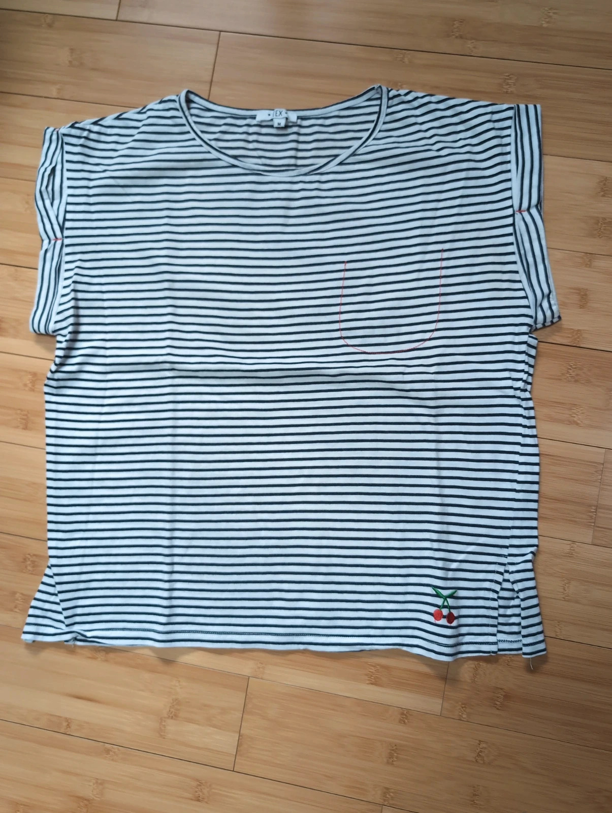 Marinière TEX blanche rayée bleu marine taille M • T-shirt femme chic casual – Tendance – taille M 4
