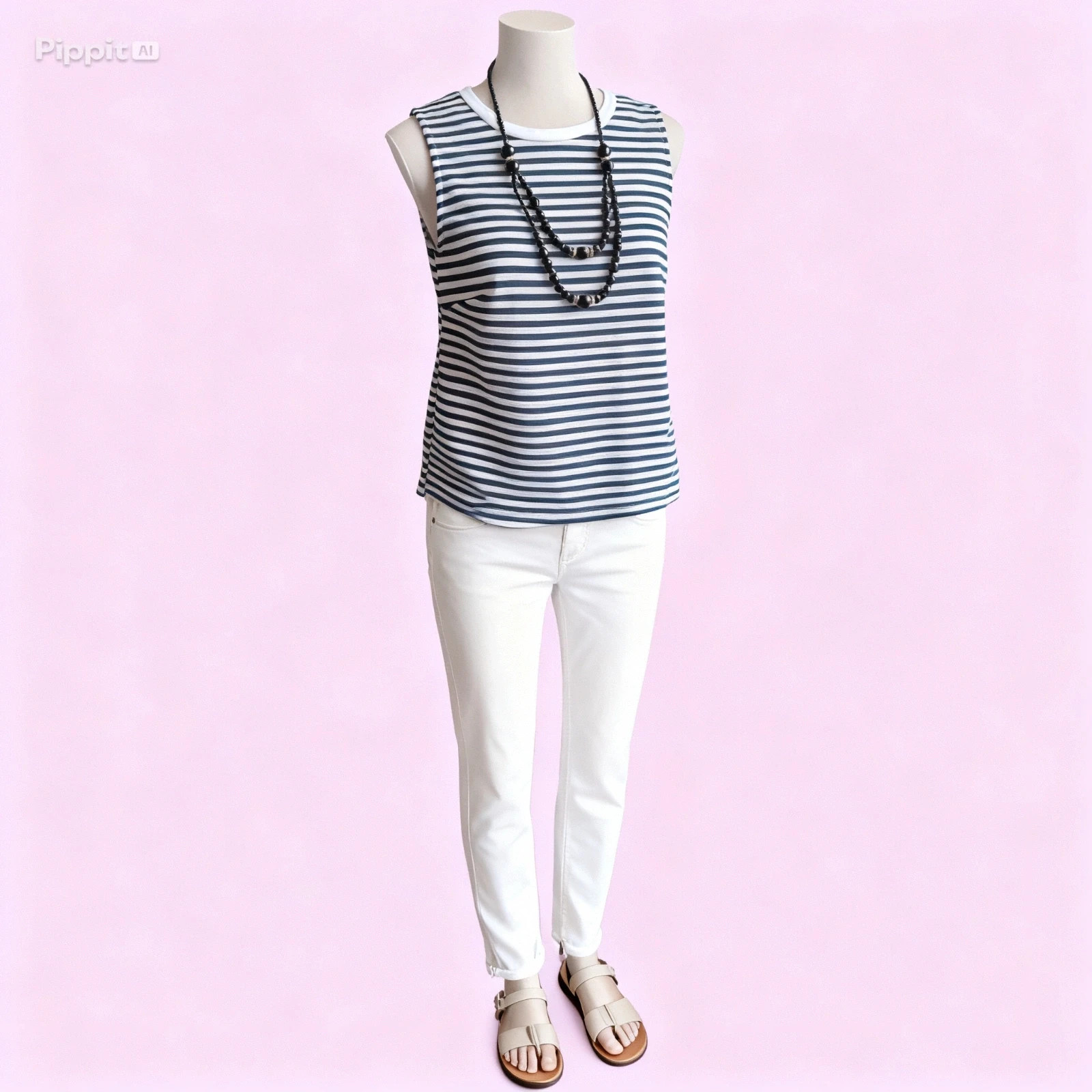 Débardeur rayé bleu marine et blanc - style marin chic Kiabi - Taille M parfait pour printemps été.