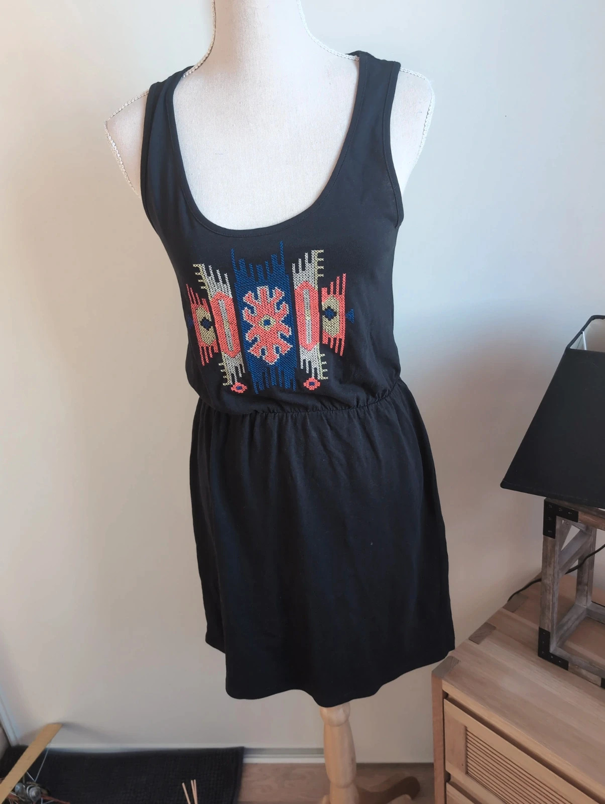 Robe noire bohème Camaïeu Taille S été motif ethnique tendance – Camaïeu – taille S 5